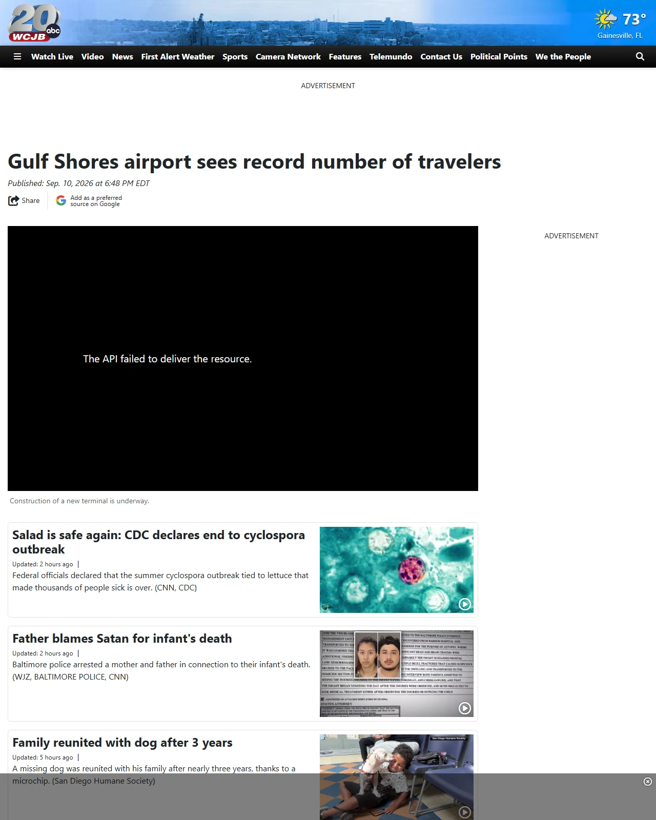 wcjb.com as published: Gulf Shores airport sees record number of travelers
