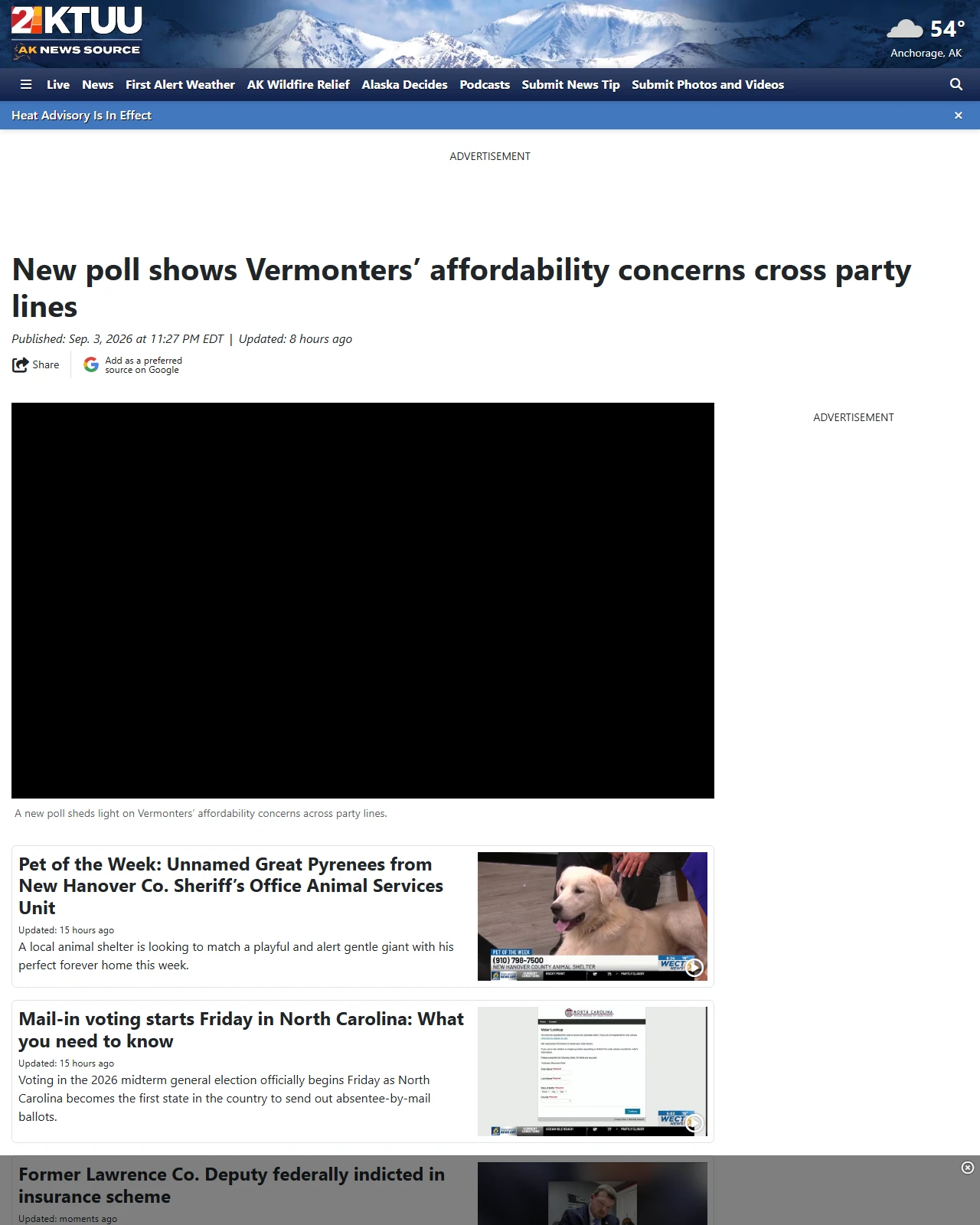 alaskasnewssource.com as published: New poll shows Vermonters’ affordability concerns cross party lines
