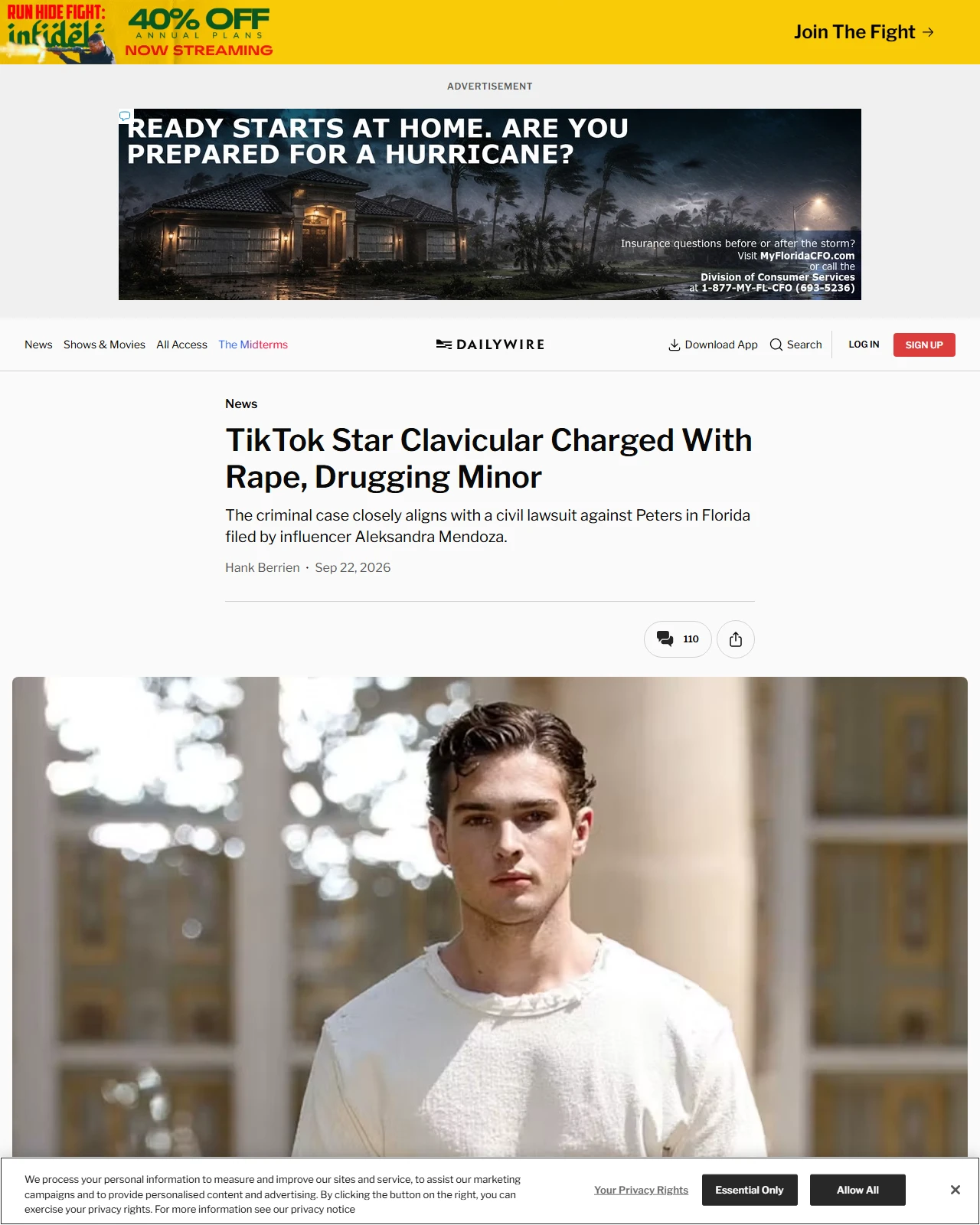 dailywire.com as published: TikTok Star Clavicular Charged With Rape, Drugging Minor