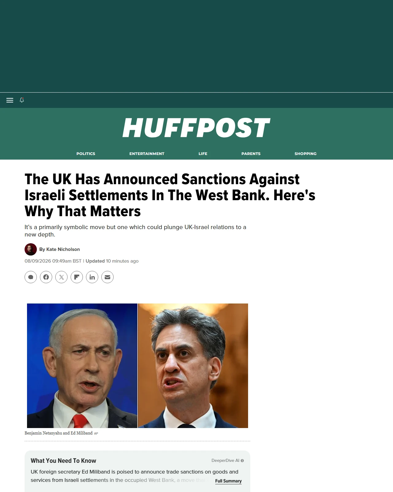 huffingtonpost.co.uk as published: The UK Is About To Sanction Israeli Settlements In The West Bank. Here's Why That Matters