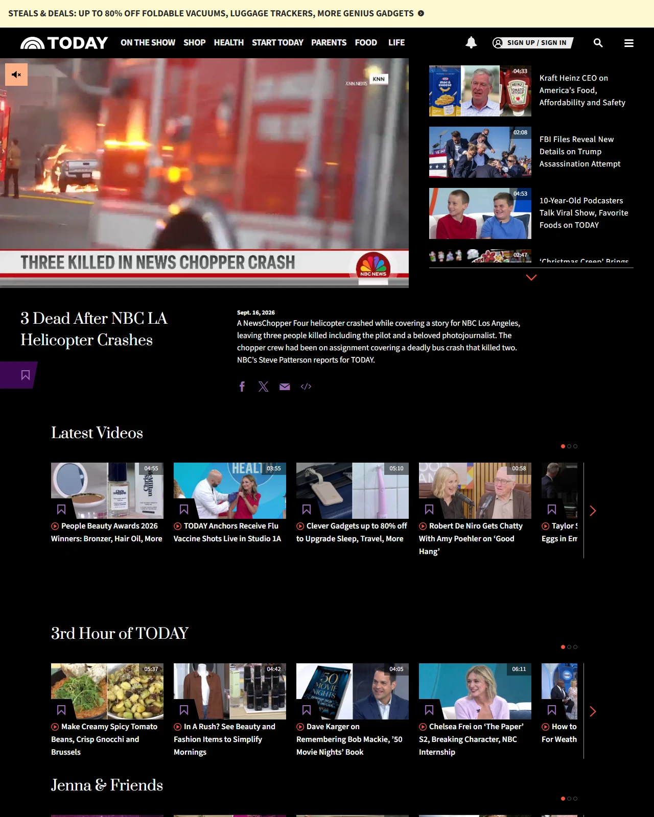 today.com as published: 3 Dead After NBC LA Helicopter Crashes