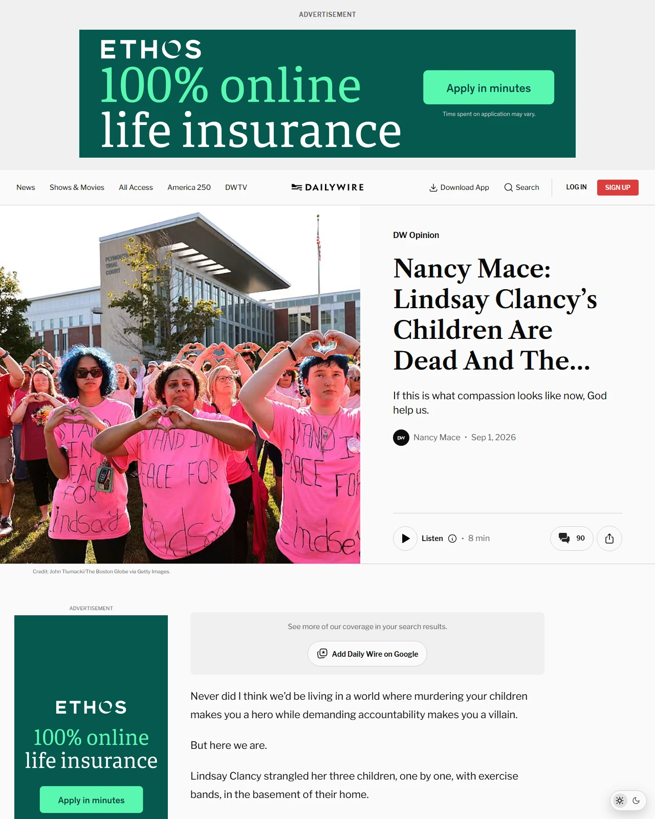 dailywire.com as published: Nancy Mace: Lindsay Clancy’s Children Are Dead And The Jury Is Deadlocked