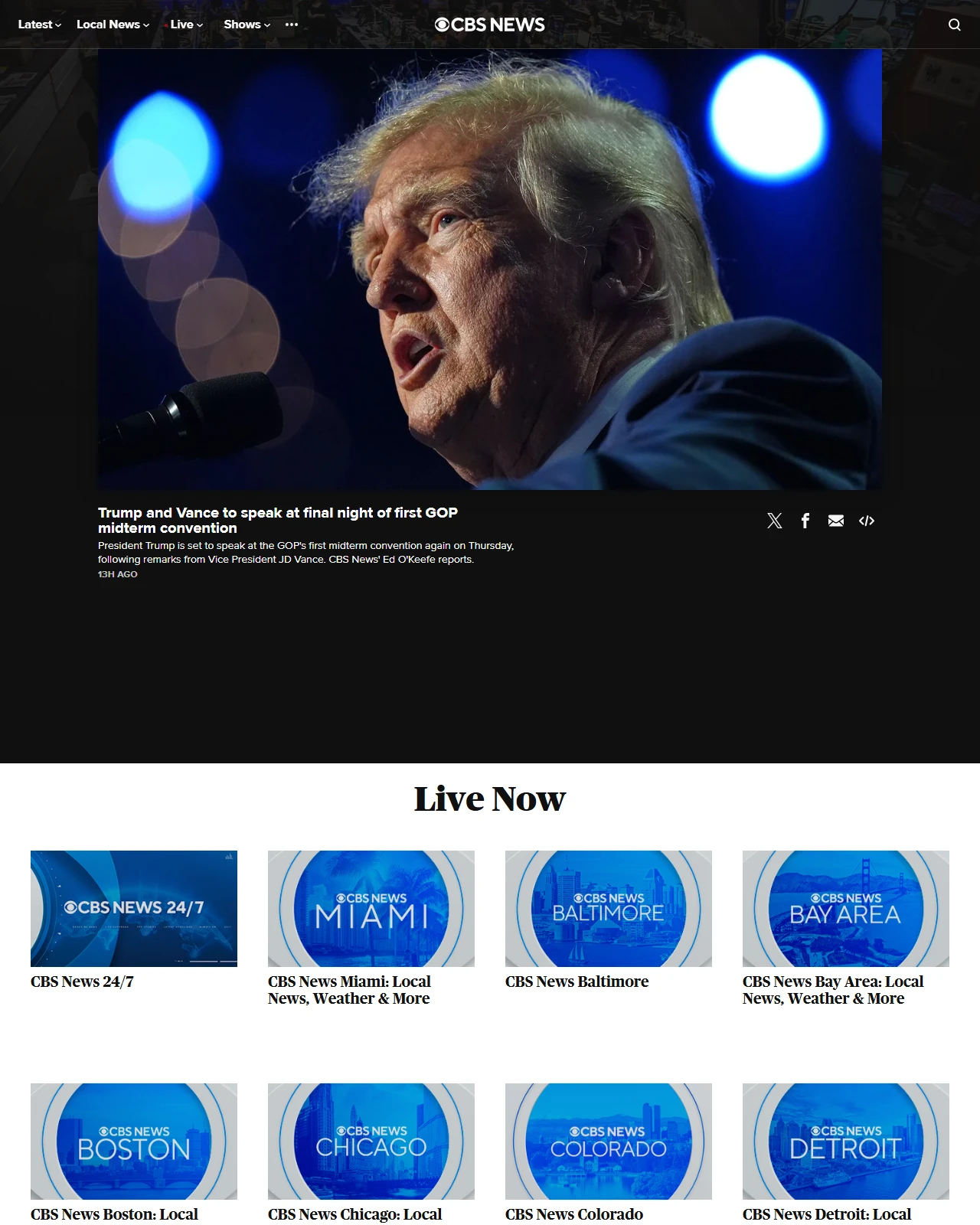 cbsnews.com as published: Trump and Vance to speak at final night of first GOP midterm convention