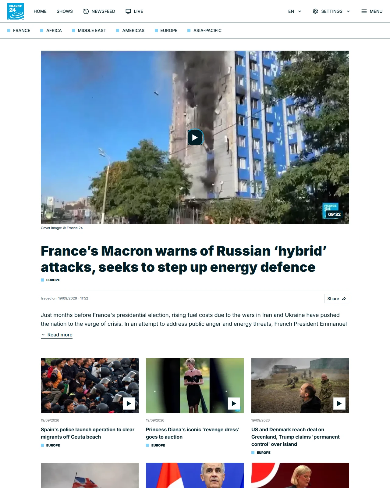 france24.com as published: France’s Macron warns of Russian ‘hybrid’ attacks, seeks to step up energy defence