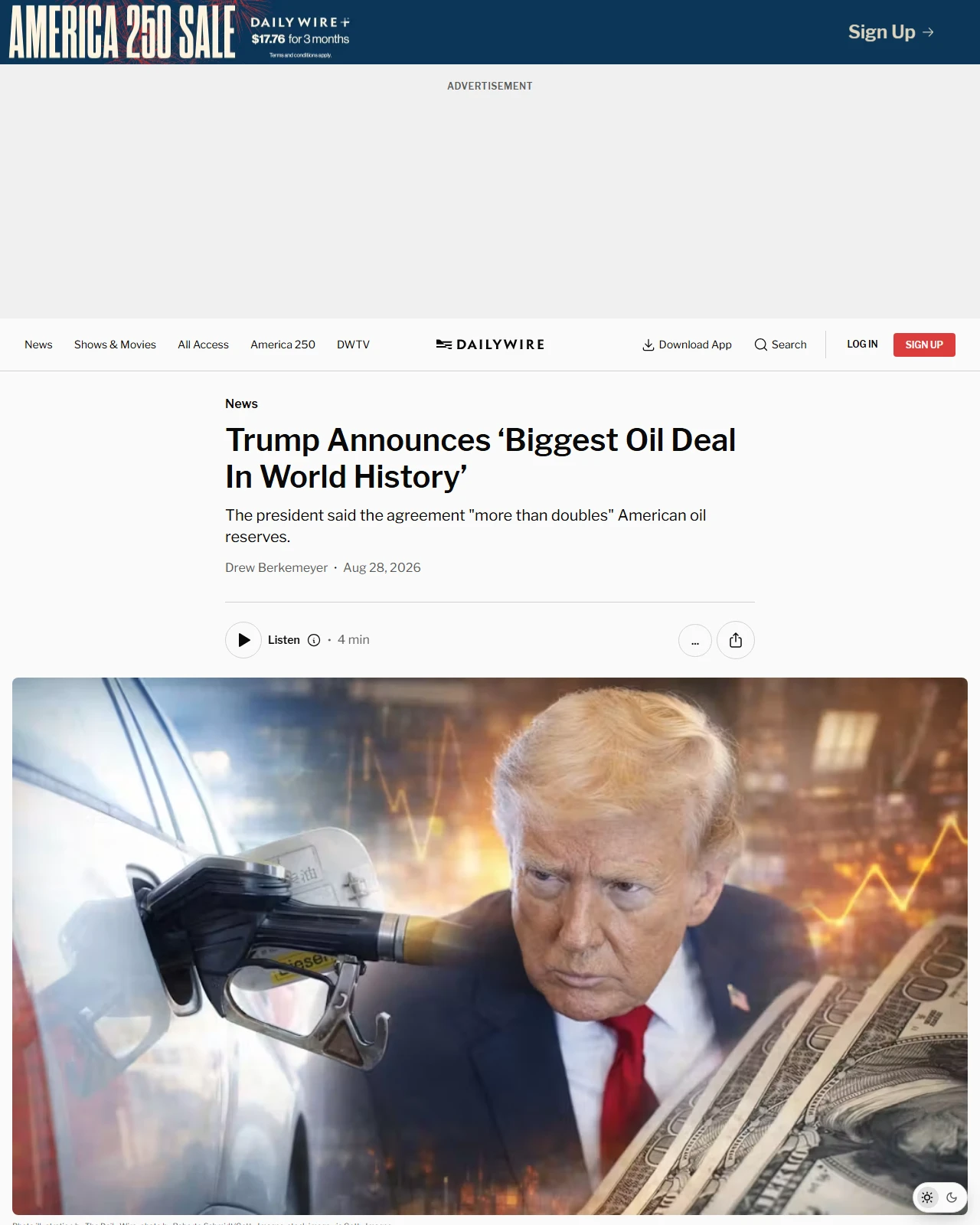 dailywire.com as published: Trump Announces ‘Biggest Oil Deal In World History’