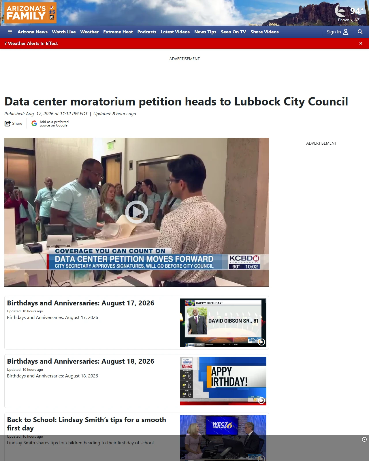 azfamily.com as published: Data center moratorium petition heads to Lubbock City Council