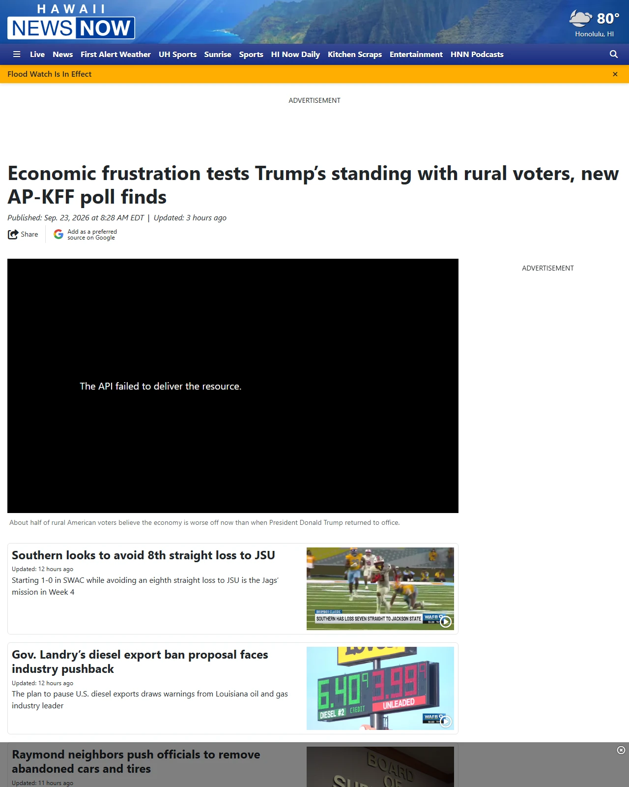 hawaiinewsnow.com as published: Economic frustration tests Trump’s standing with rural voters, new AP-KFF poll finds