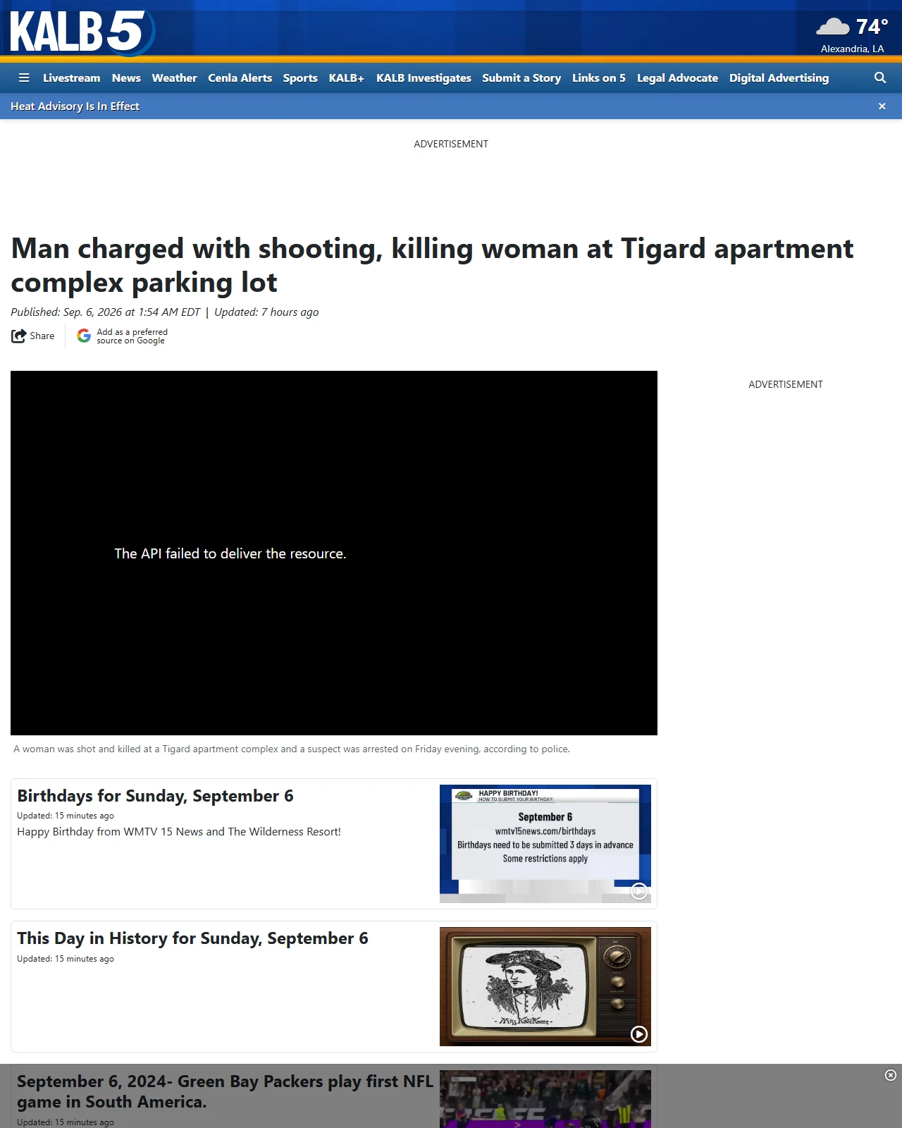 kalb.com as published: Man charged with shooting, killing woman at Tigard apartment complex parking lot