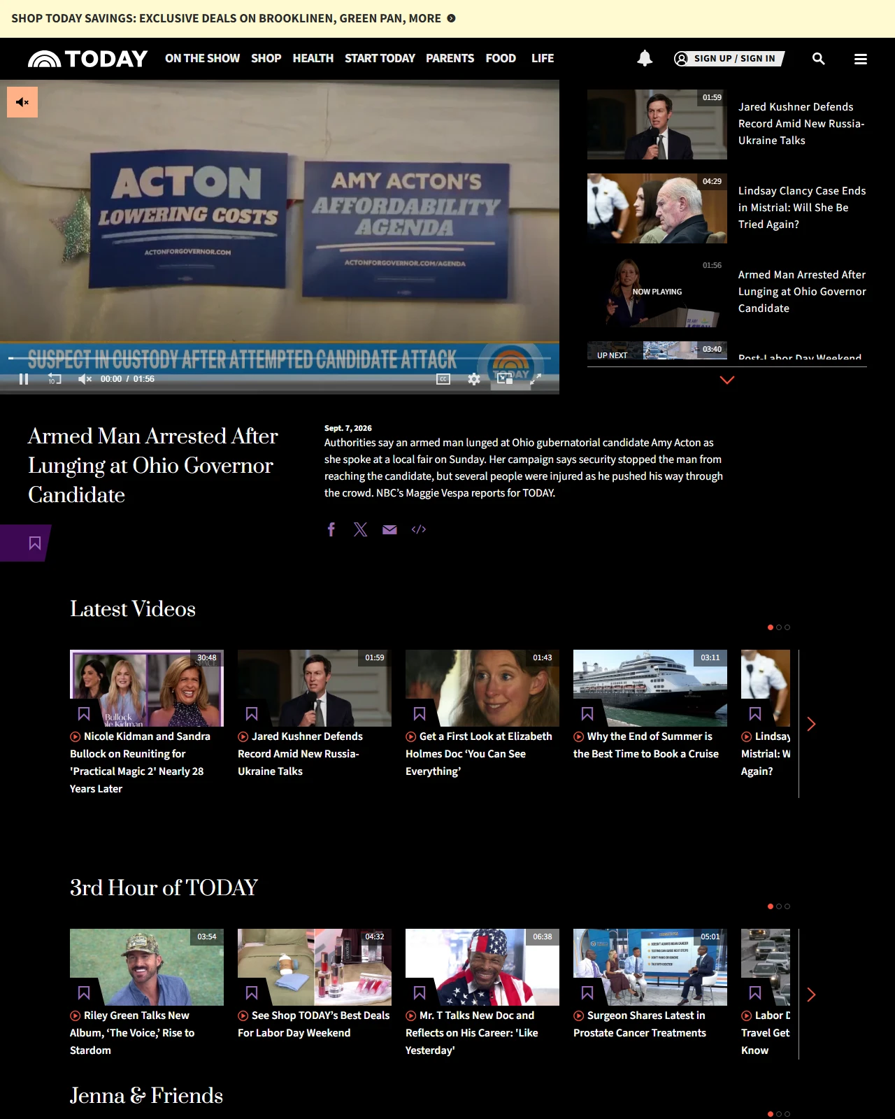 today.com as published: Armed Man Arrested After Lunging at Ohio Governor Candidate