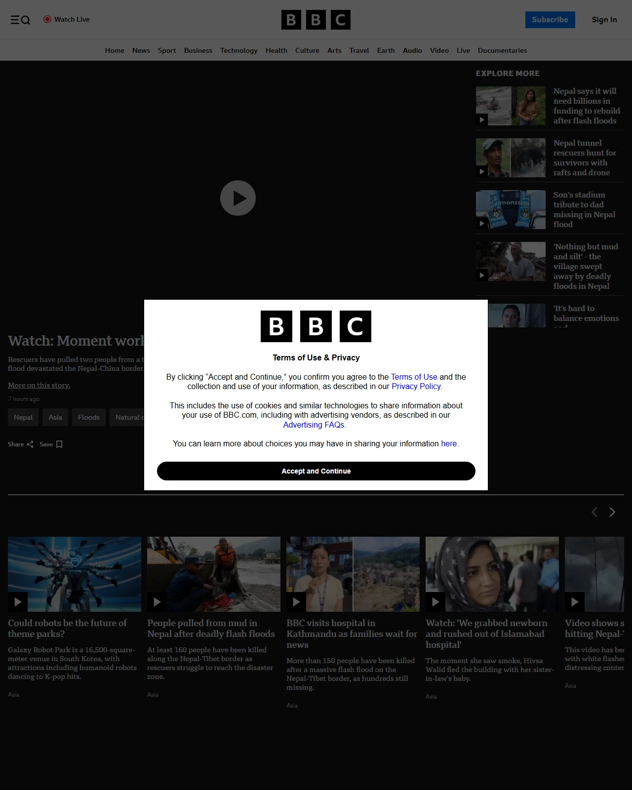 bbc.co.uk as published: Watch: Moment workers are rescued from Nepal tunnel