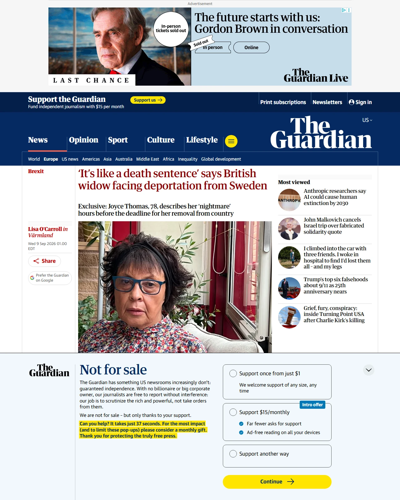 theguardian.com as published: ‘It’s like a death sentence’ says British widow facing deportation from Sweden