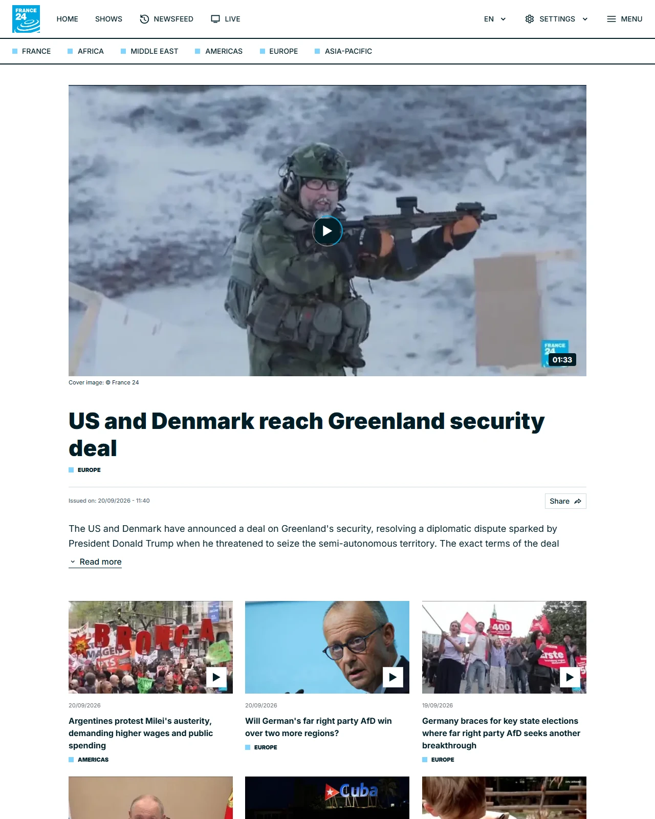 france24.com as published: US and Denmark reach Greenland security deal