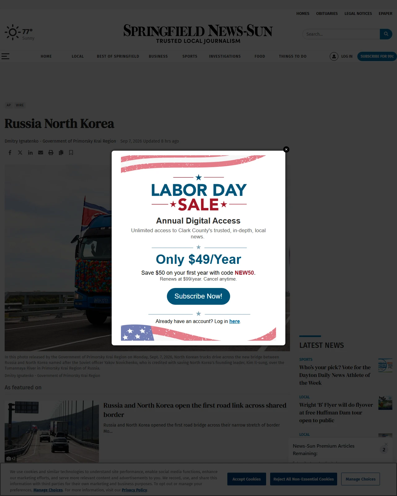 springfieldnewssun.com as published: Russia North Korea - Springfield News-Sun