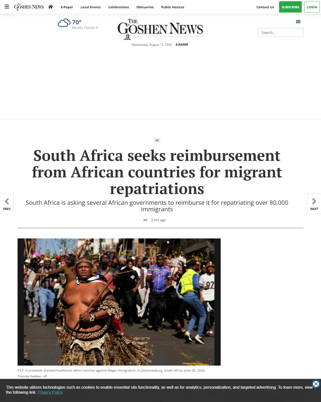 goshennews.com as published: South Africa seeks reimbursement from African countries for migrant repatriations