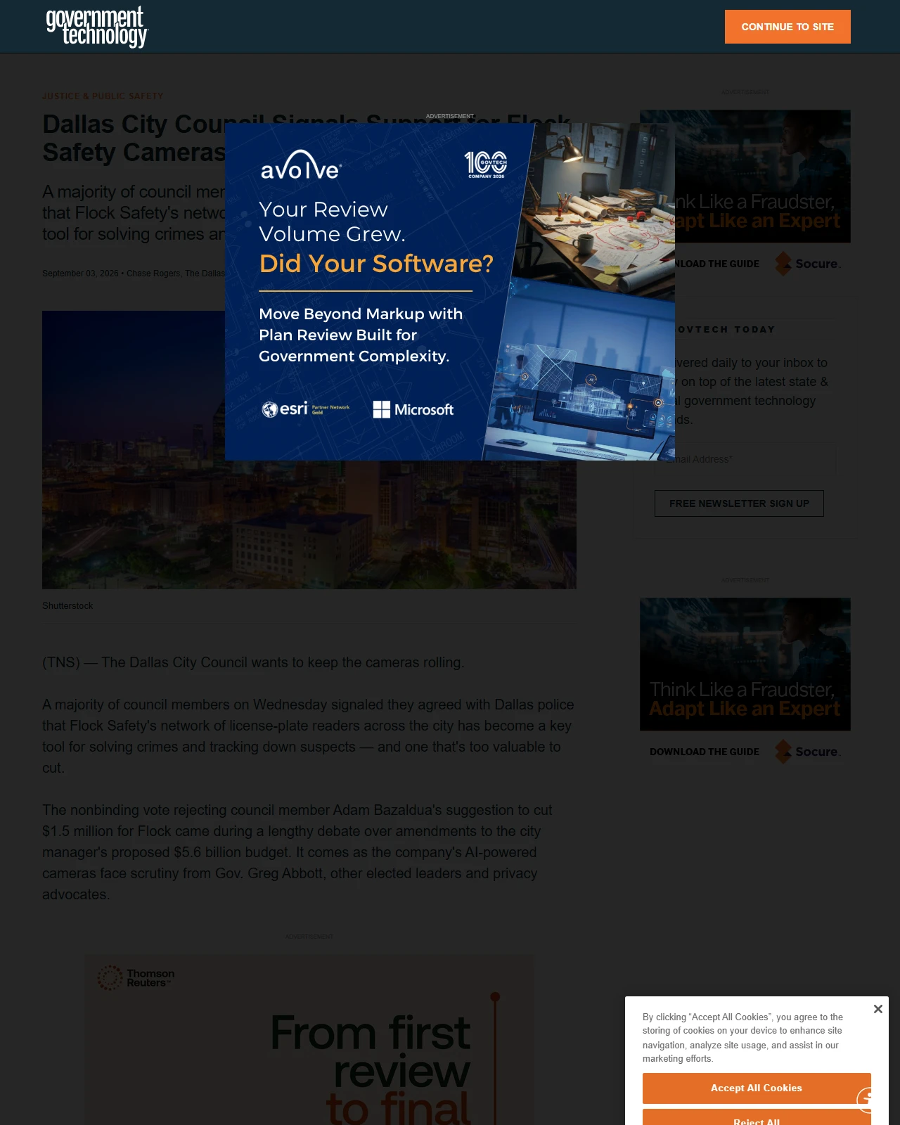 govtech.com as published: Dallas City Council Signals Support for Flock Safety Cameras