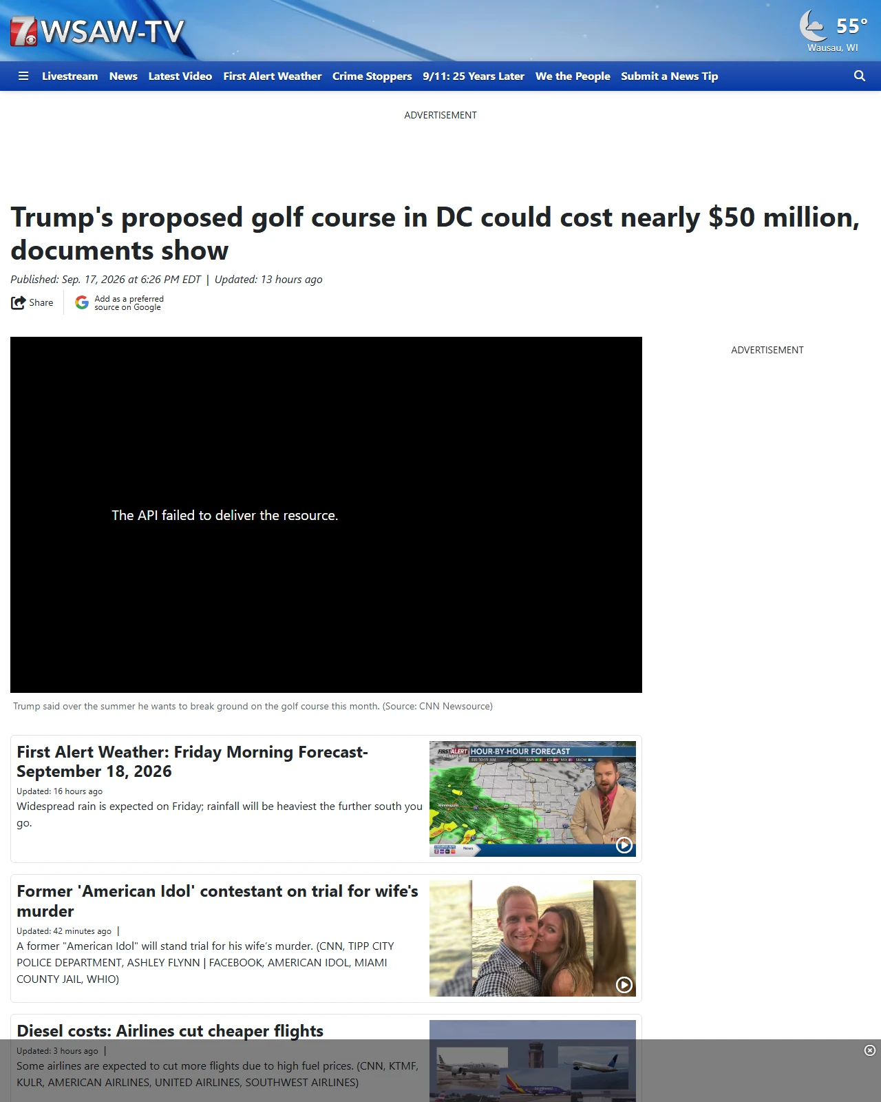 wsaw.com as published: Trump's proposed golf course in DC could cost nearly $50 million, documents show