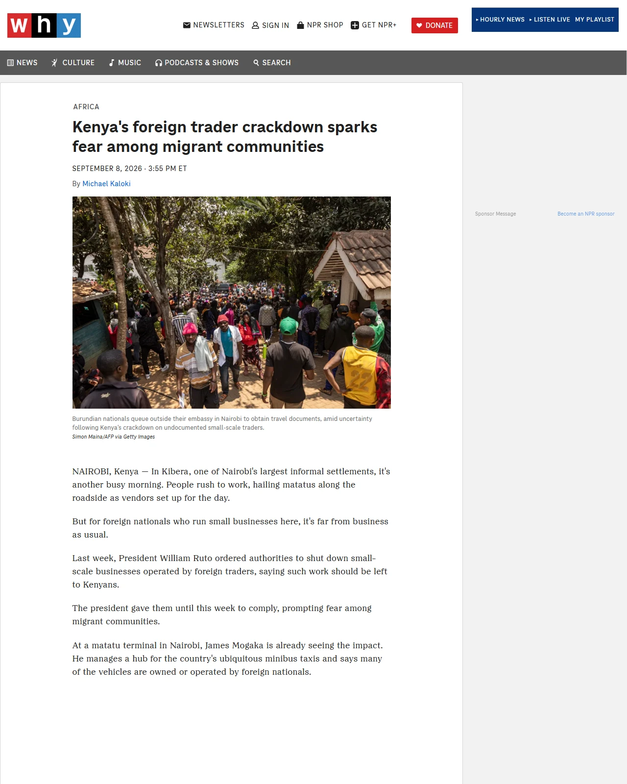 npr.org as published: Kenya's foreign trader crackdown sparks fear among migrant communities