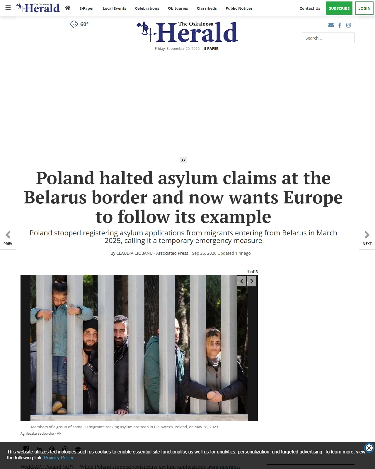 oskaloosa.com as published: Poland halted asylum claims at the Belarus border and now wants Europe to follow its example