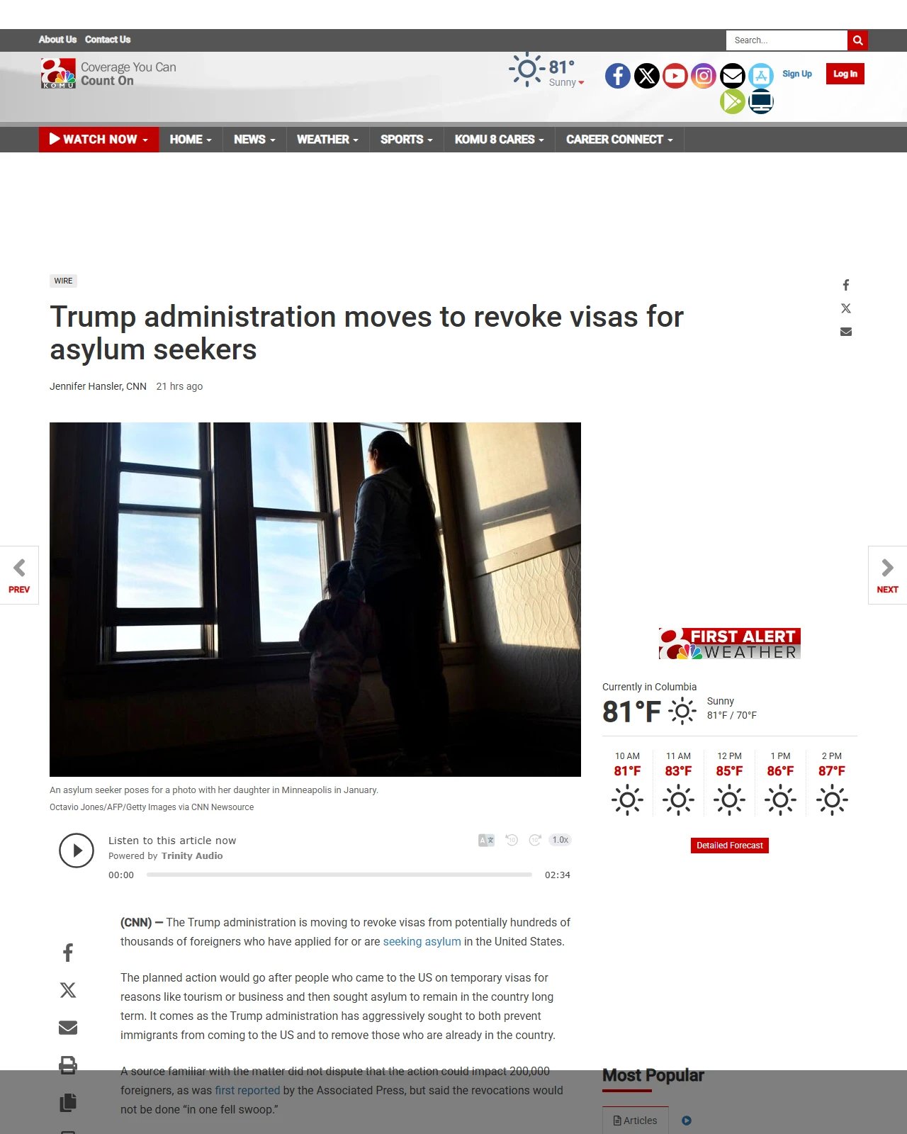 komu.com as published: Trump administration moves to revoke visas for asylum seekers