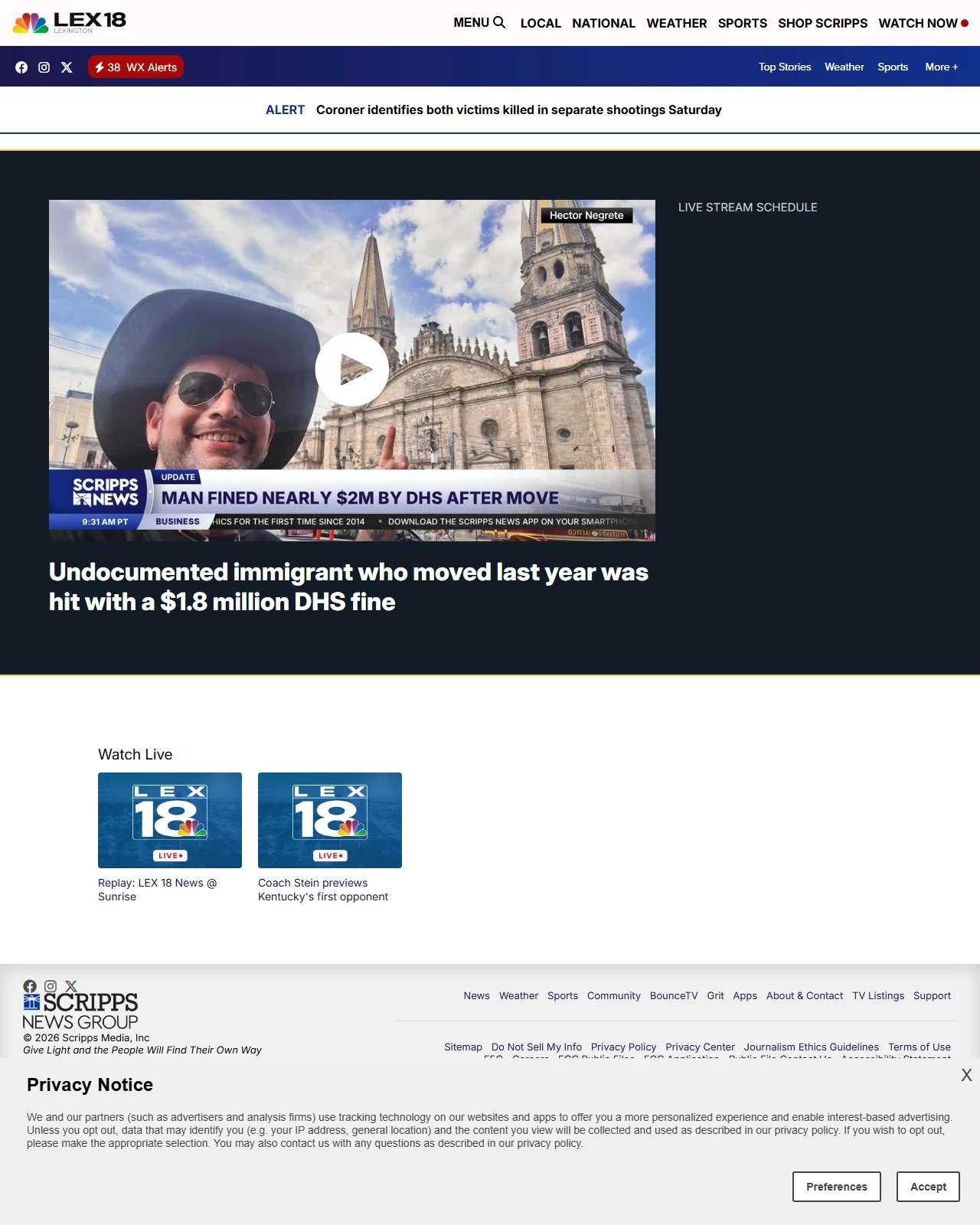 lex18.com as published: Undocumented immigrant who moved last year was hit with a $1.8 million DHS fine