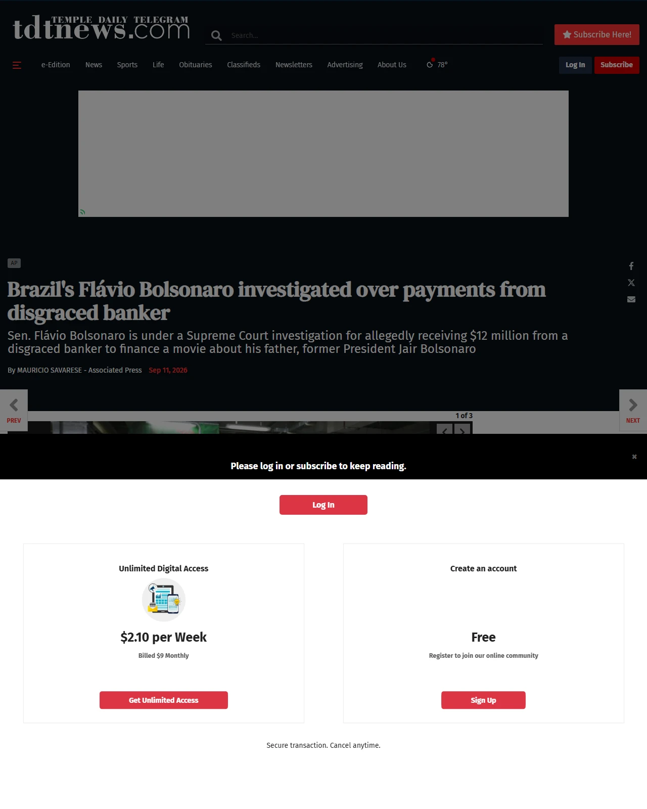 tdtnews.com as published: Brazil's Flávio Bolsonaro investigated over payments from disgraced banker