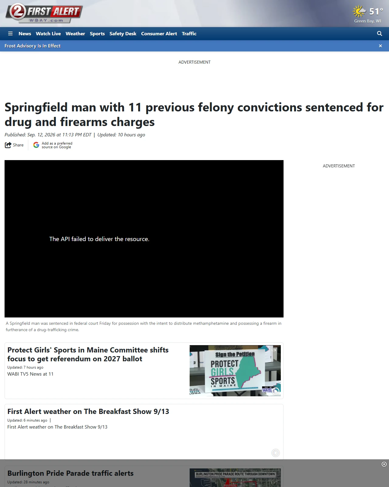 wbay.com as published: Springfield man with 11 previous felony convictions sentenced for drug and firearms charges