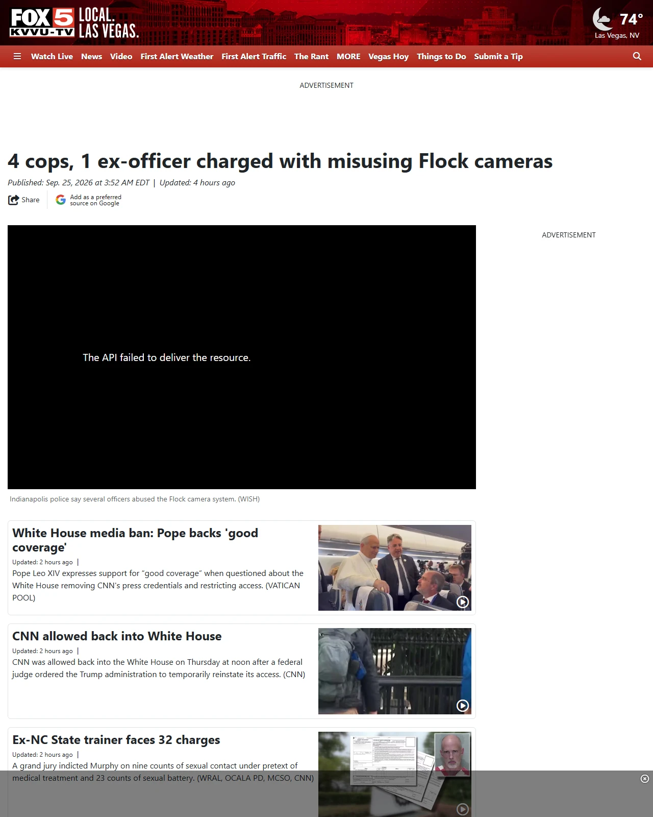 fox5vegas.com as published: 4 cops, 1 ex-officer charged with misusing Flock cameras
