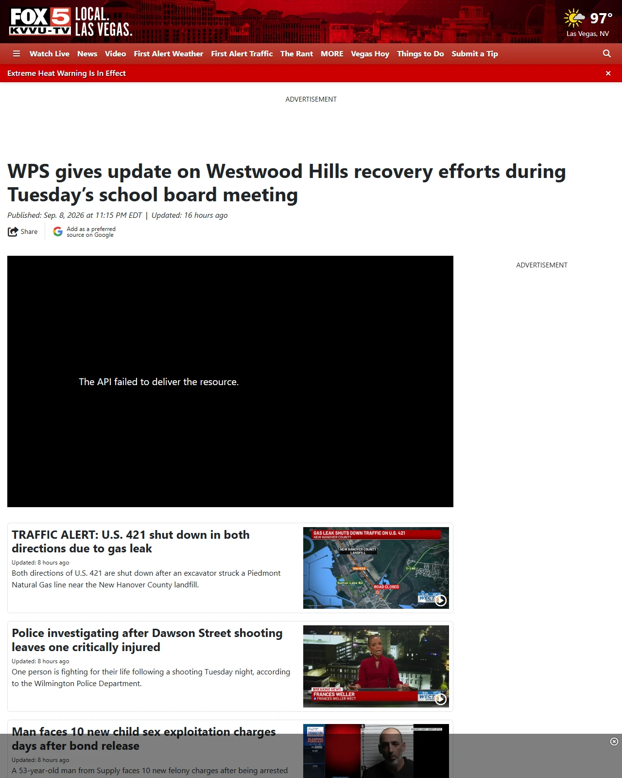 fox5vegas.com as published: WPS gives update on Westwood Hills recovery efforts during Tuesday’s school board meeting