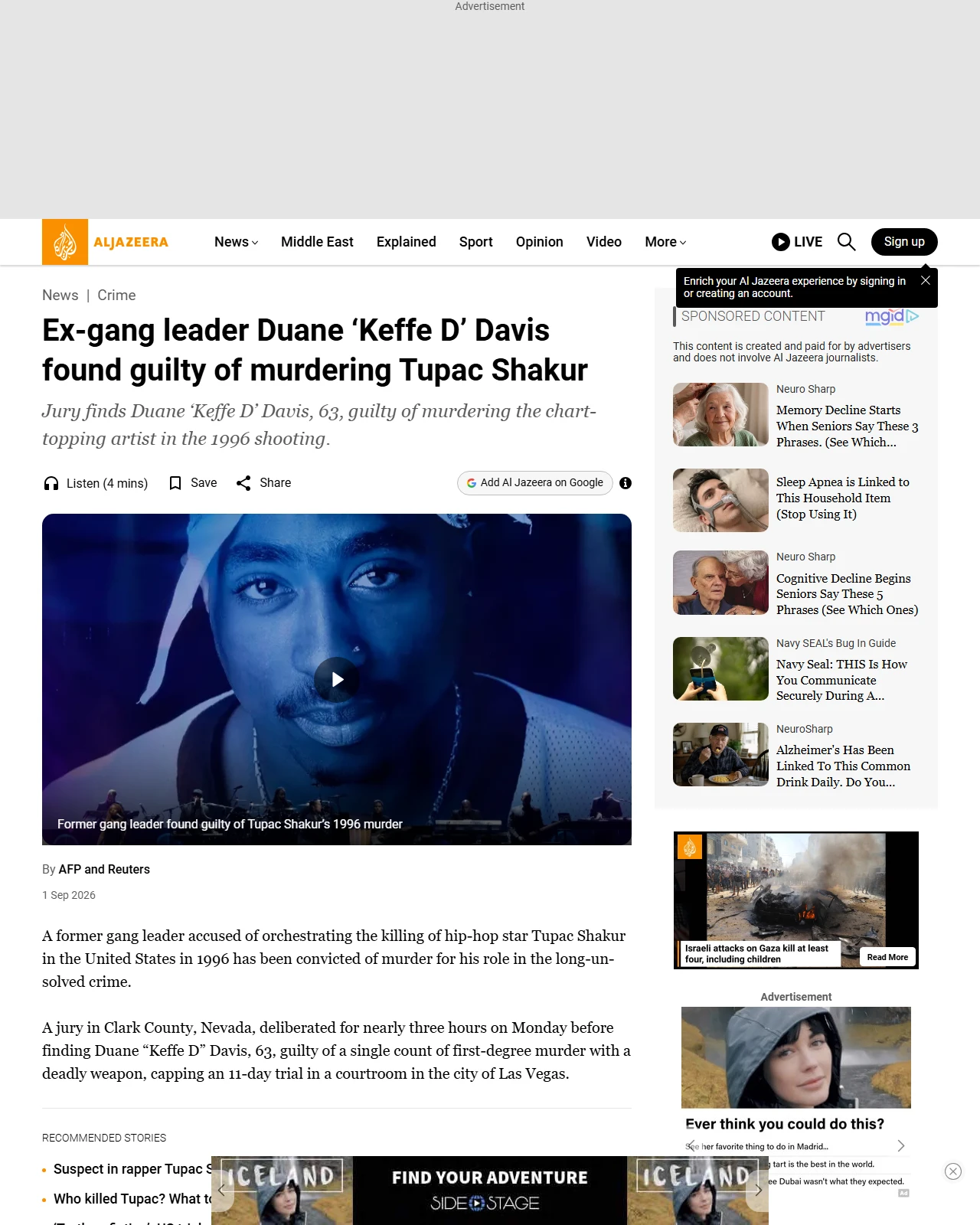 aljazeera.com as published: Ex-gang leader Duane ‘Keffe D’ Davis found guilty of murdering Tupac Shakur