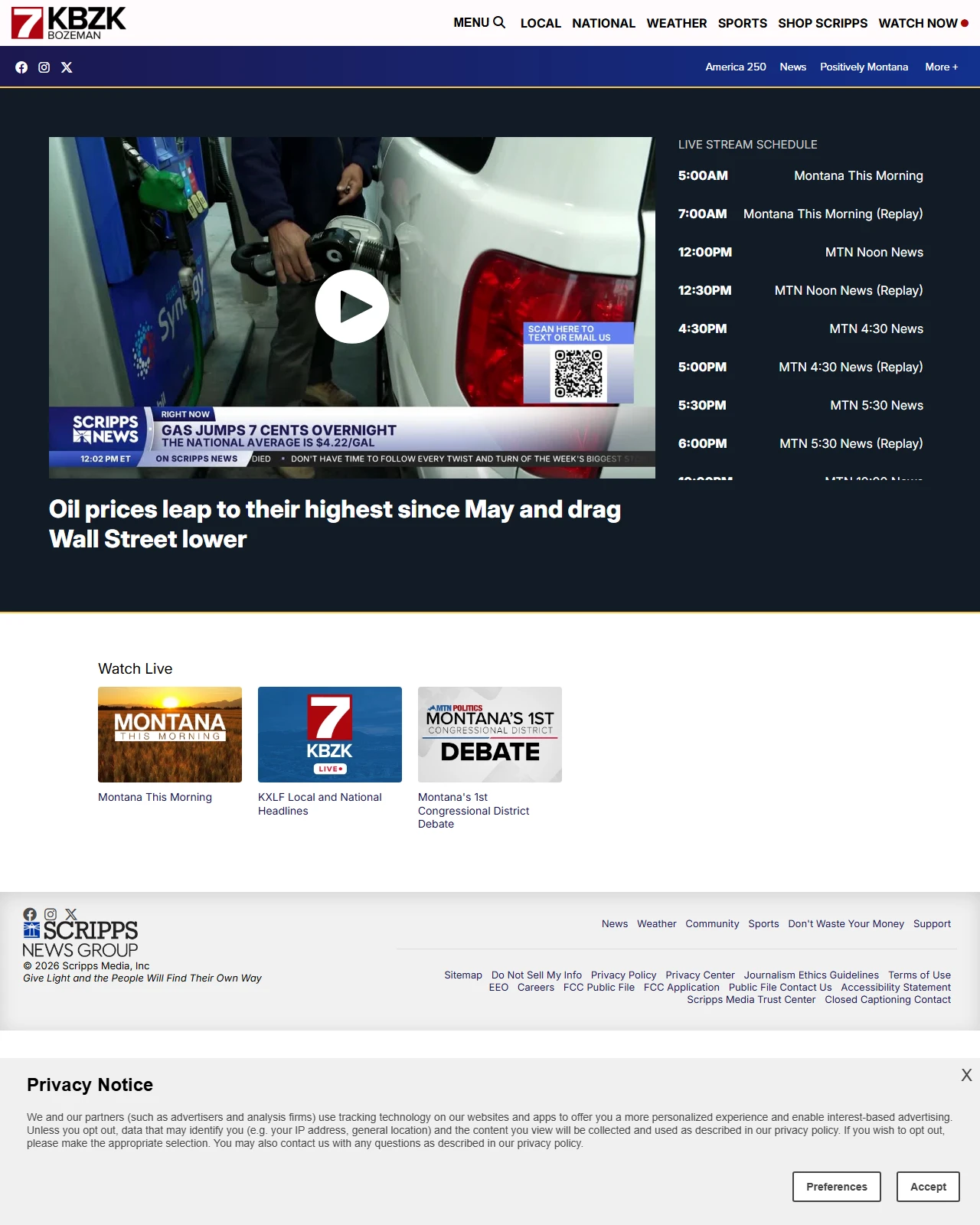 kbzk.com as published: Oil prices leap to their highest since May and drag Wall Street lower
