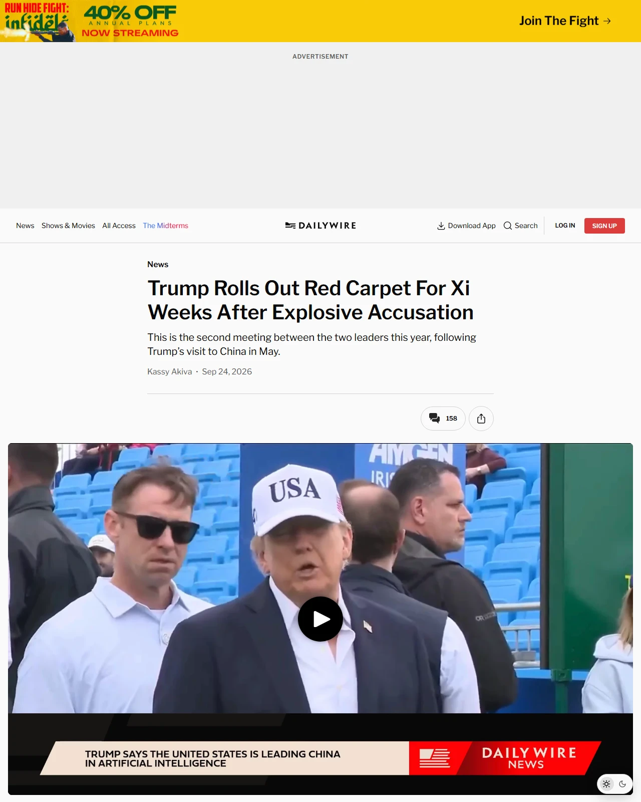 dailywire.com as published: Trump Rolls Out Red Carpet For Xi Weeks After Explosive Accusation
