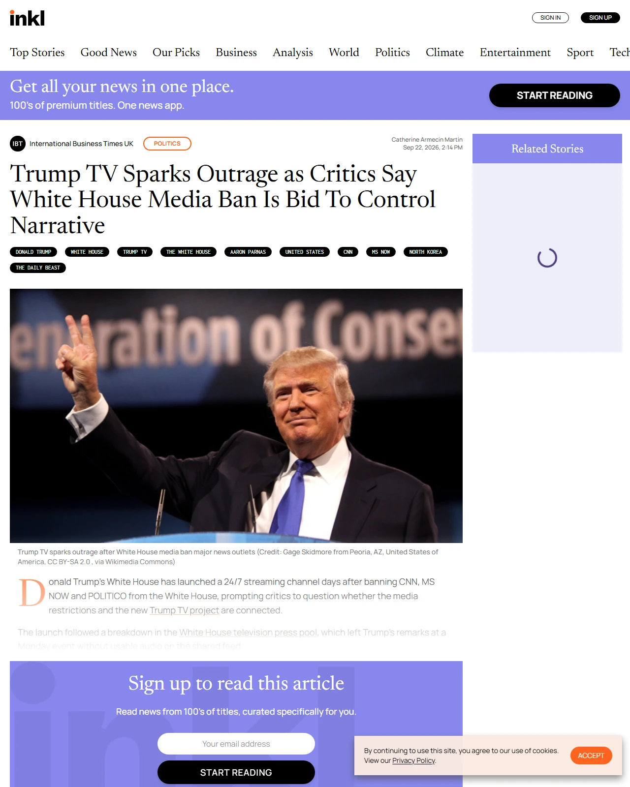 inkl.com as published: Trump TV Sparks Outrage as Critics Say White House Media Ban Is Bid To Control Narrative