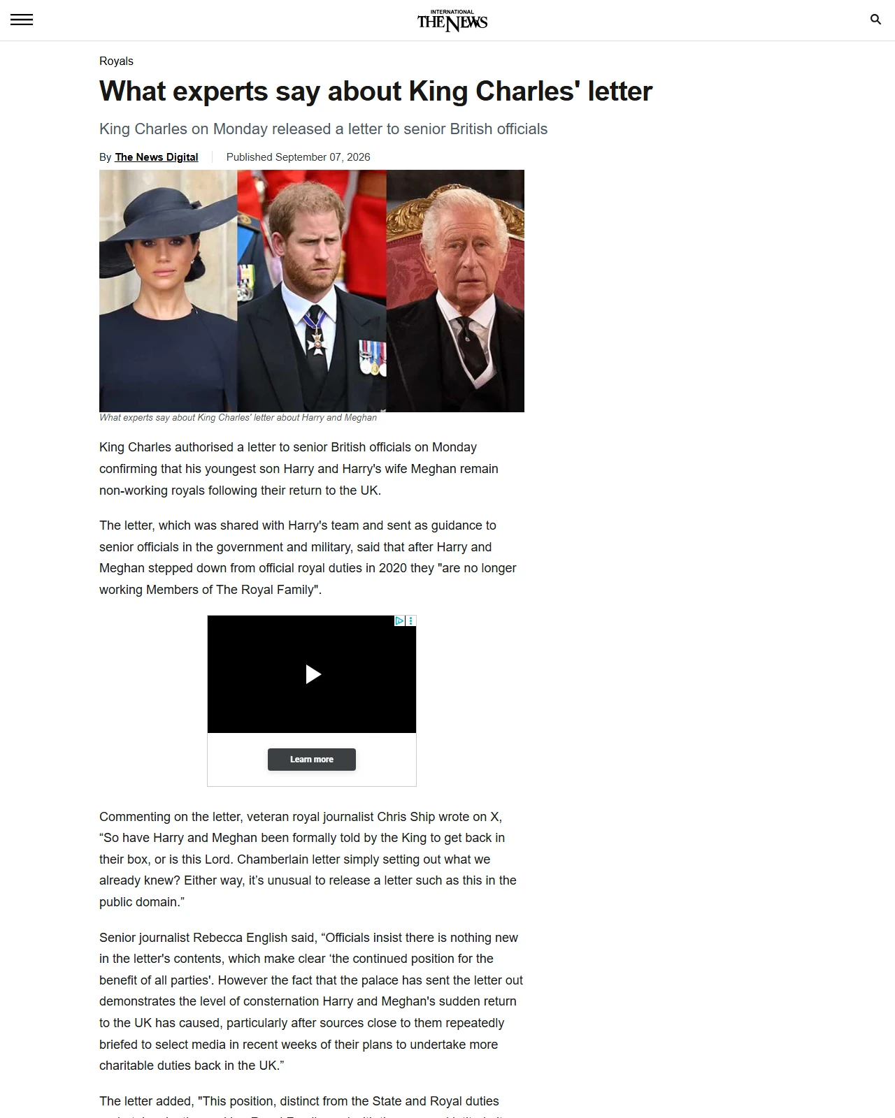 thenews.com.pk as published: What experts say about King Charles' letter