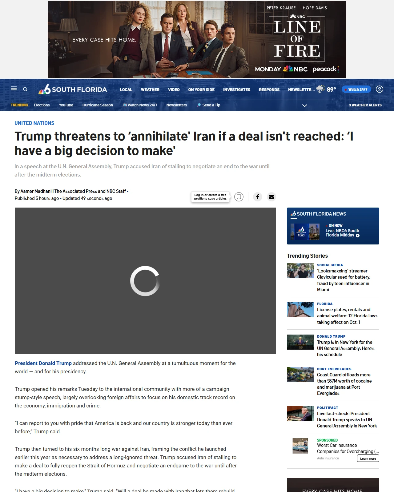 nbcmiami.com as published: Trump threatens to ‘annihilate' Iran if regime doesn't make a deal