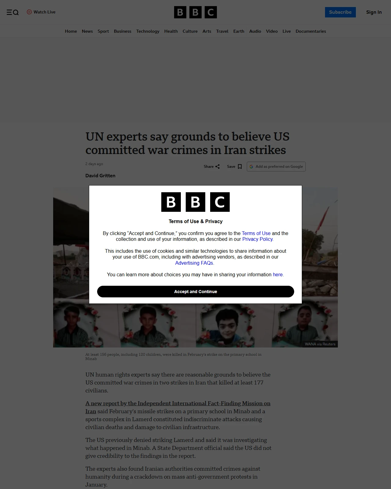 bbc.co.uk as published: UN experts say grounds to believe US committed war crimes in Iran strikes