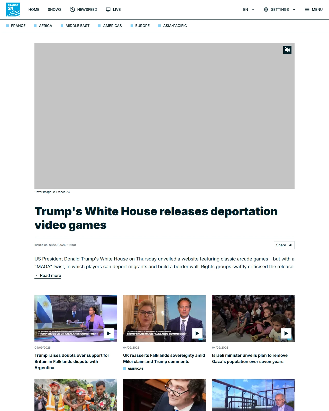 france24.com as published: Trump's White House releases deportation video games