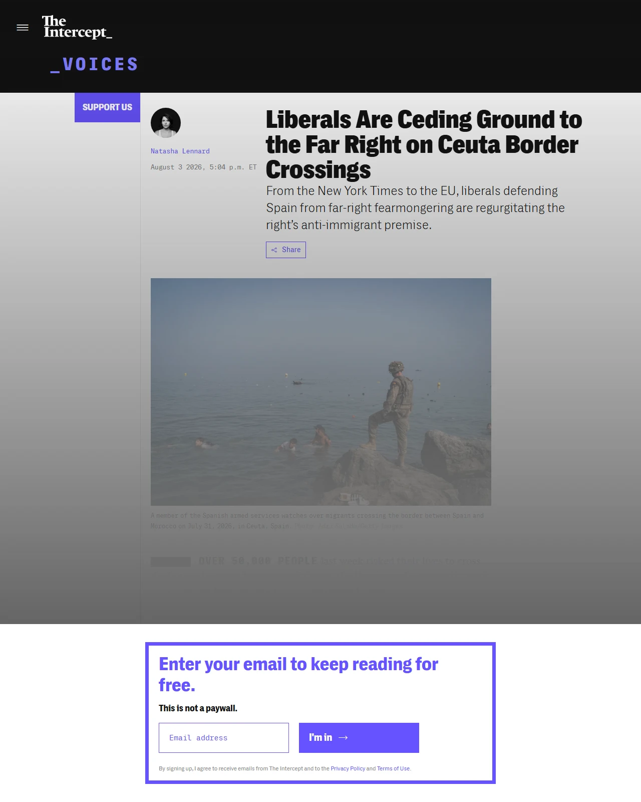 theintercept.com as published: Liberals Are Ceding Ground to the Far Right on Ceuta Border Crossings