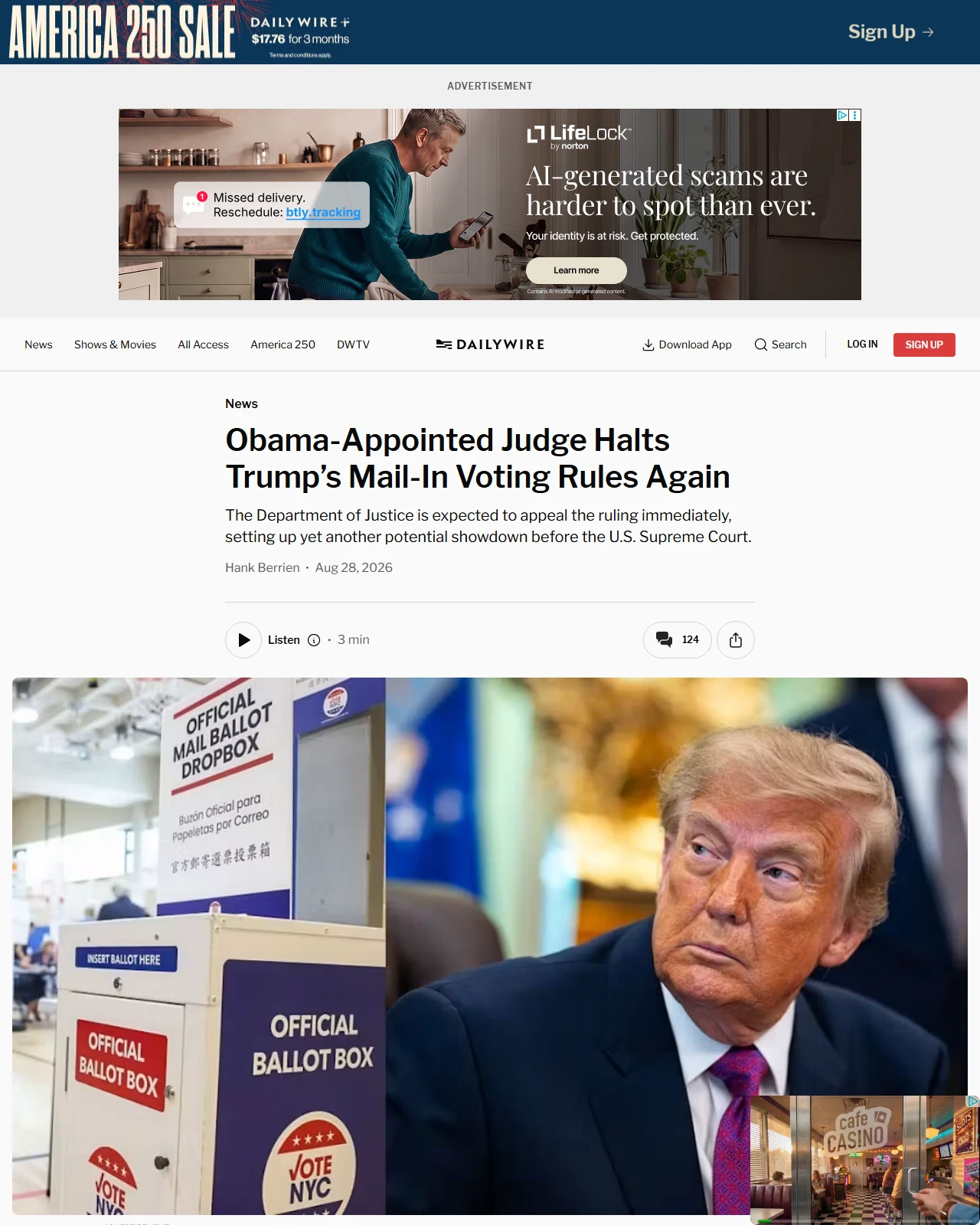 dailywire.com as published: Obama-Appointed Judge Halts Trump’s Mail-In Voting Rules Again
