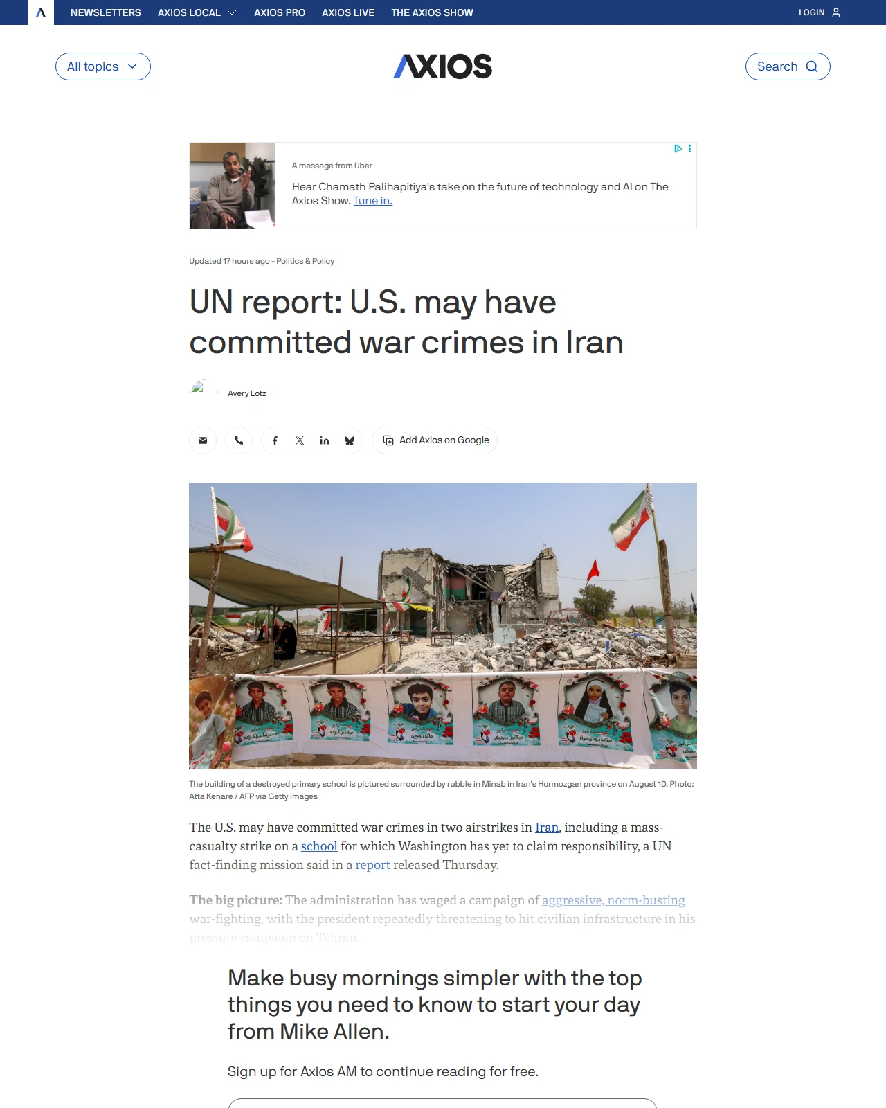 axios.com as published: UN mission finds reasonable grounds to believe U.S. committed war crimes in Iran
