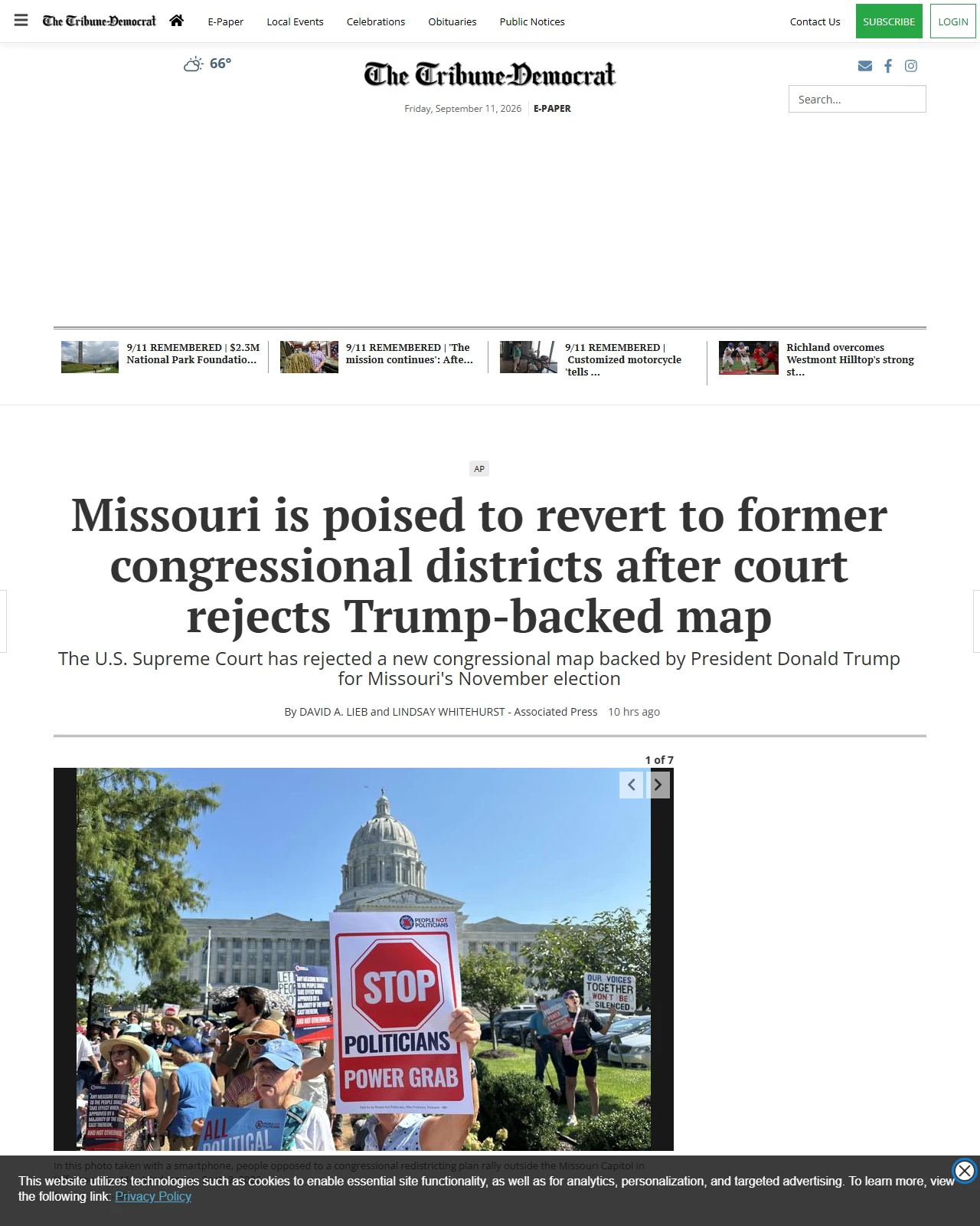tribdem.com as published: Missouri is poised to revert to former congressional districts after court rejects Trump-backed map