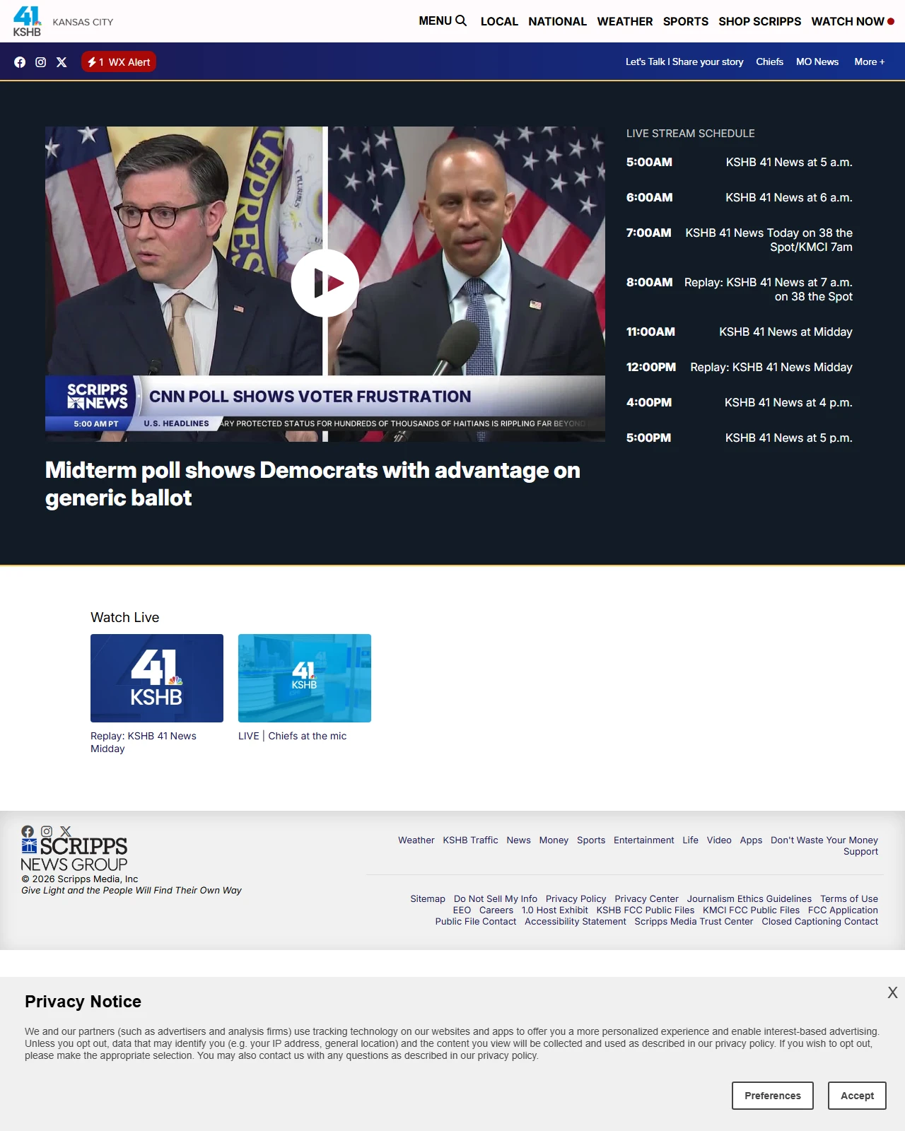 kshb.com as published: Midterm poll shows Democrats with advantage on generic ballot