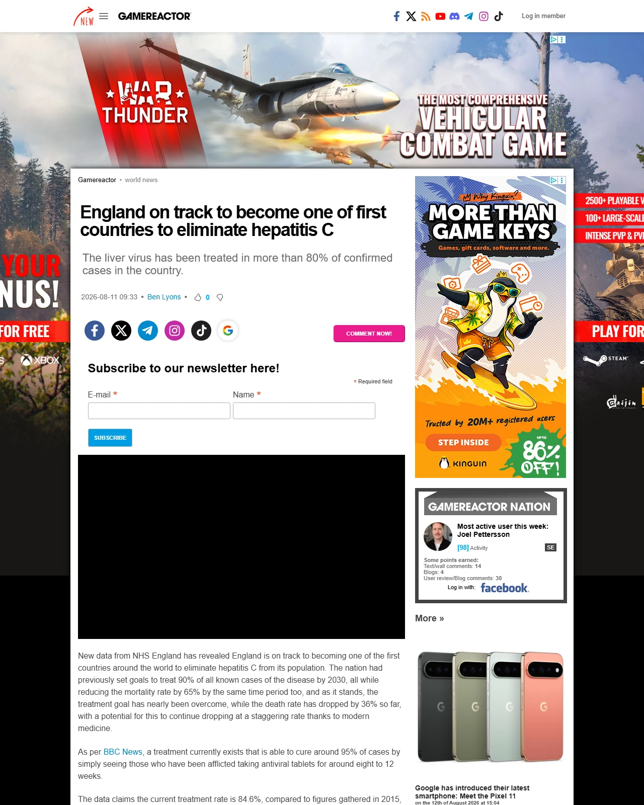 gamereactor.eu as published: England on track to become one of first countries to eliminate hepatitis C
