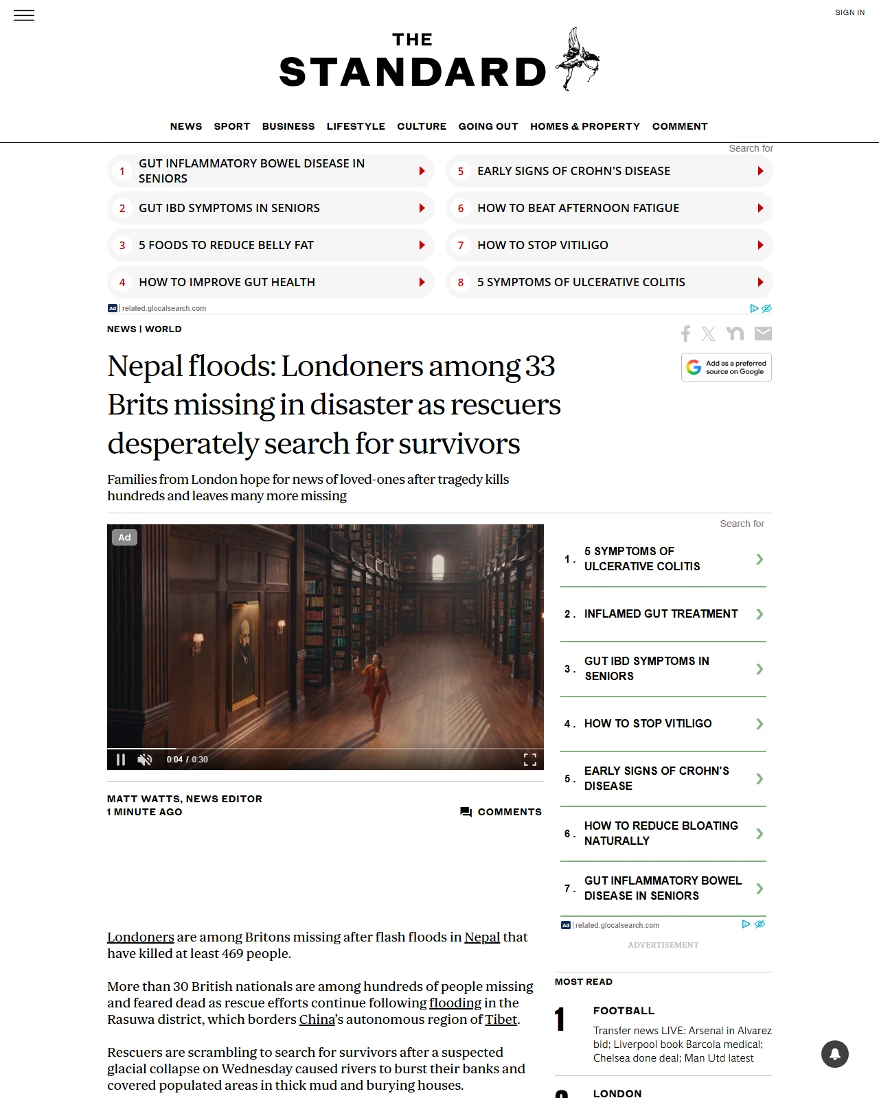standard.co.uk as published: Nepal floods: Londoners among 33 Brits missing in disaster as rescuers desperately search for survivors