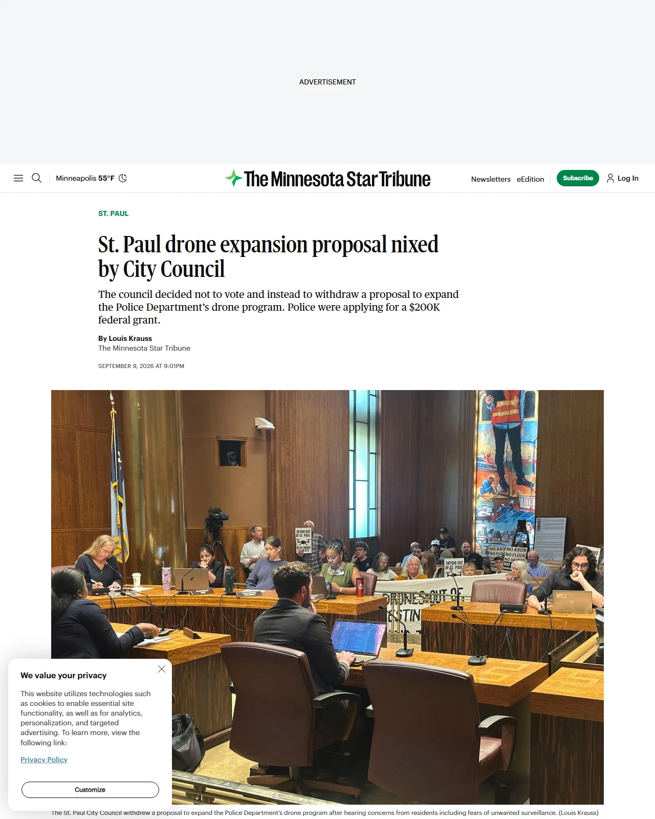 startribune.com as published: St. Paul drone expansion proposal nixed by City Council