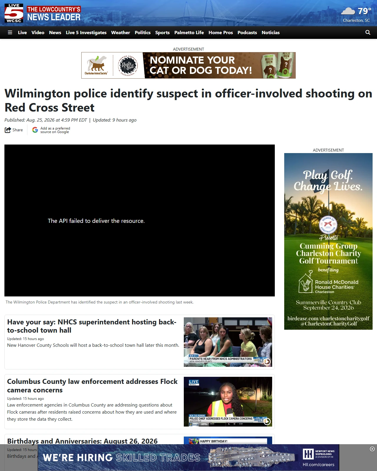 live5news.com as published: Wilmington police identify suspect in officer-involved shooting on Red Cross Street