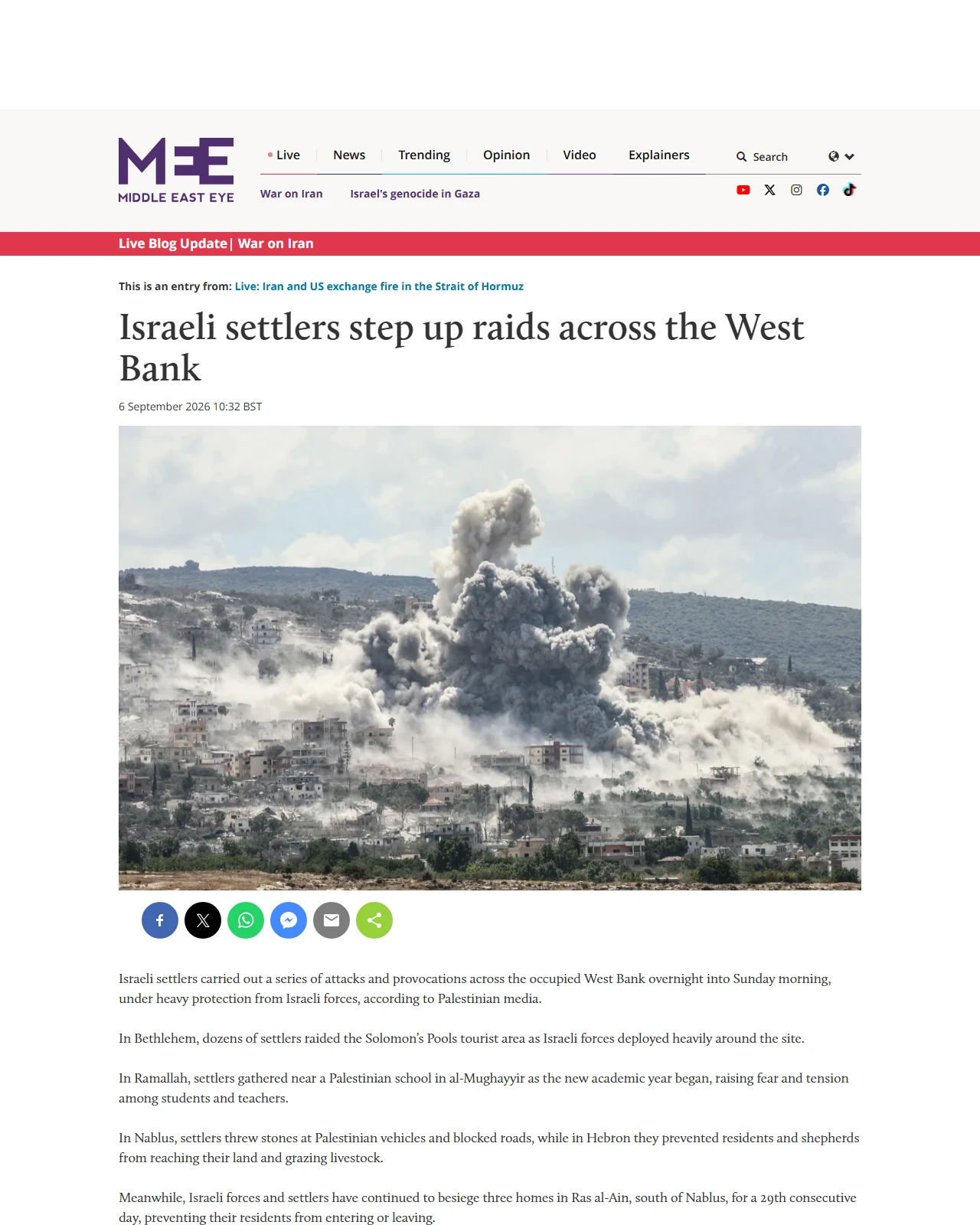 middleeasteye.net as published: Israeli settlers step up raids across the West Bank
