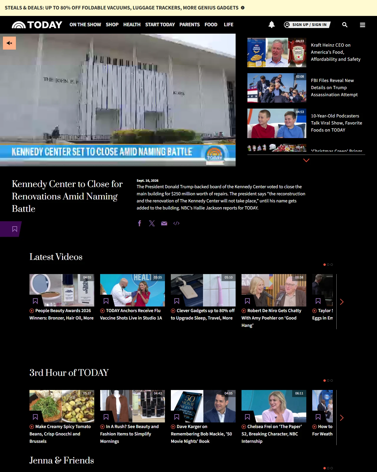 today.com as published: Kennedy Center to Close for Renovations Amid Naming Battle