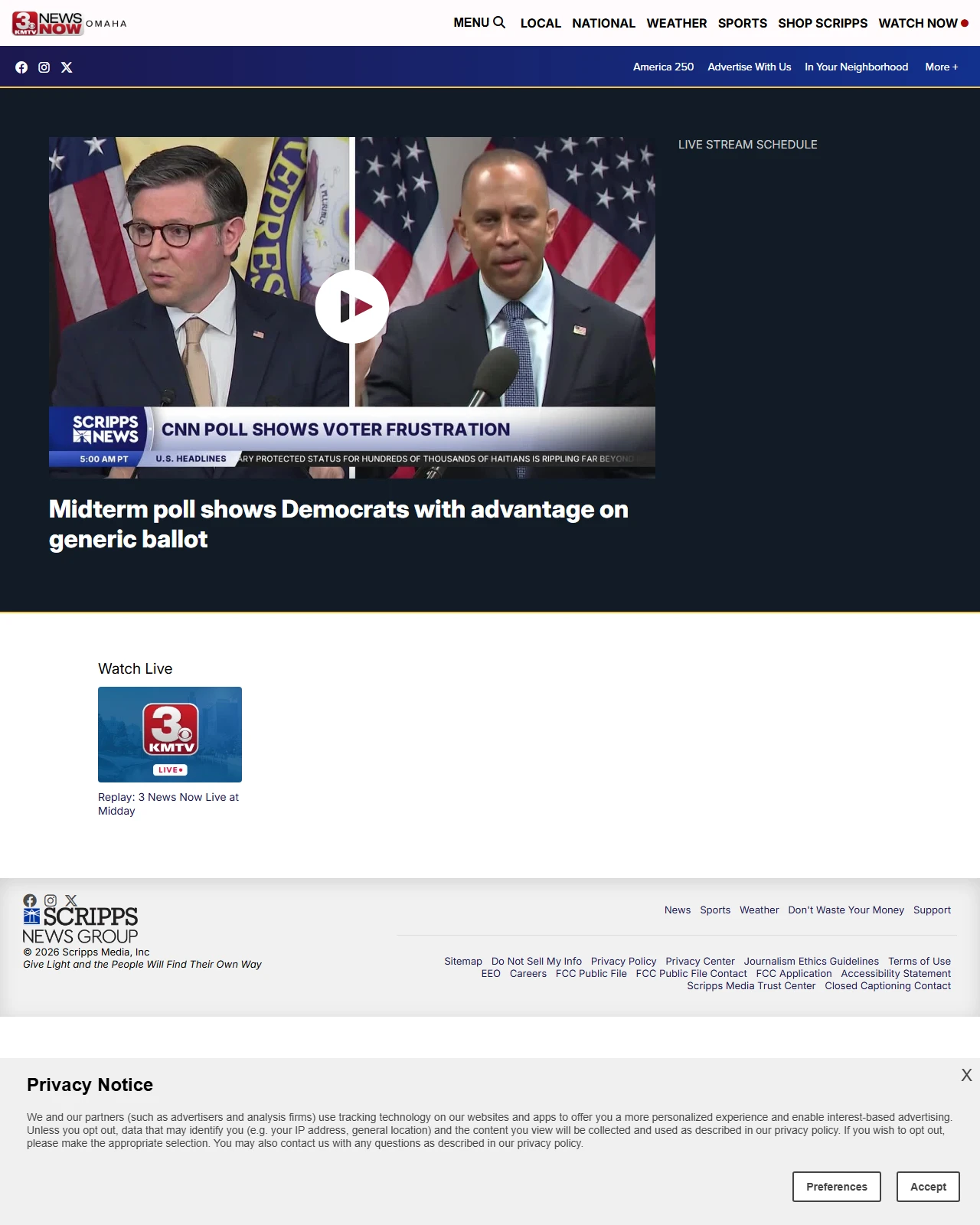 3newsnow.com as published: Midterm poll shows Democrats with advantage on generic ballot