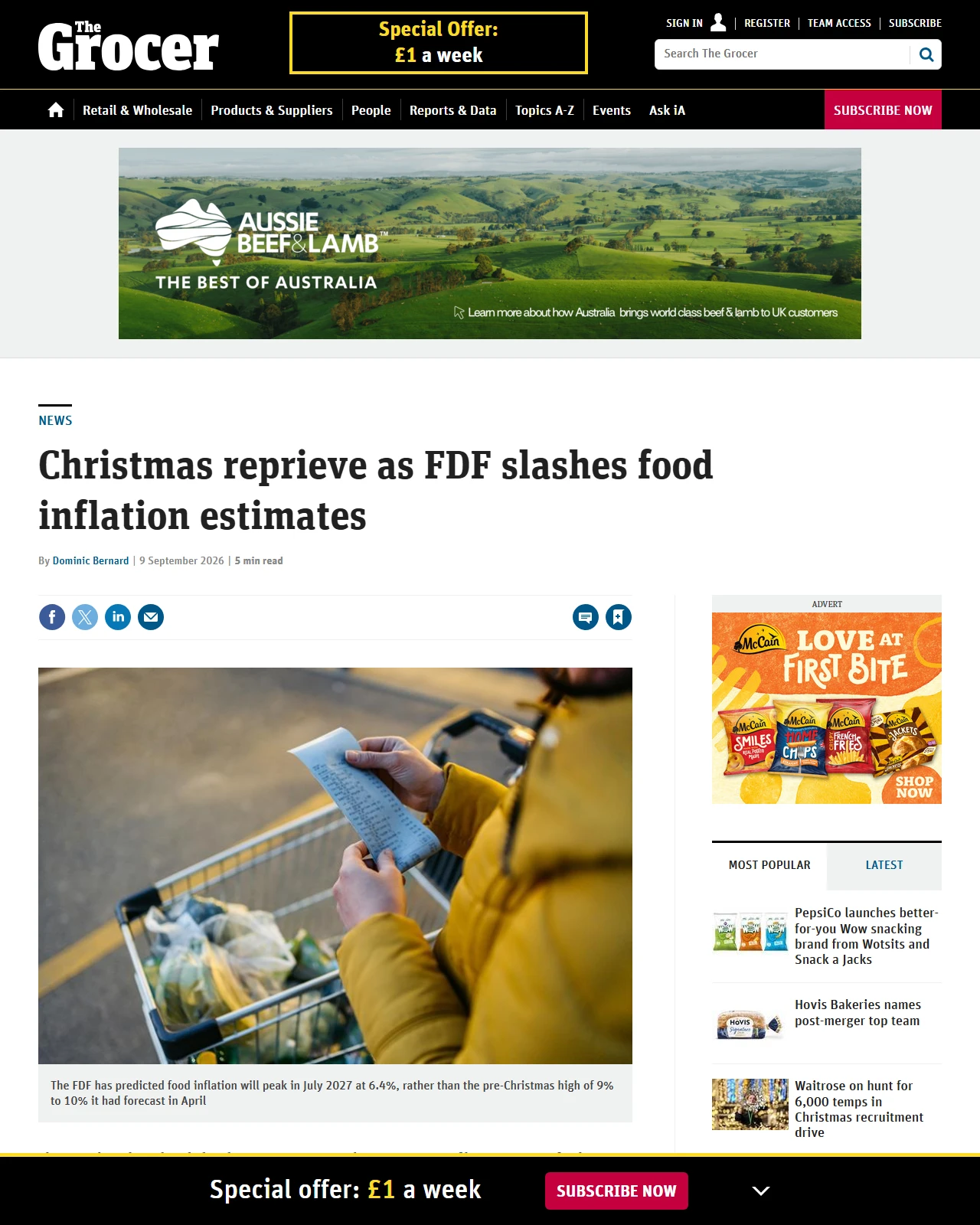 thegrocer.co.uk as published: Christmas reprieve as FDF slashes food inflation estimates