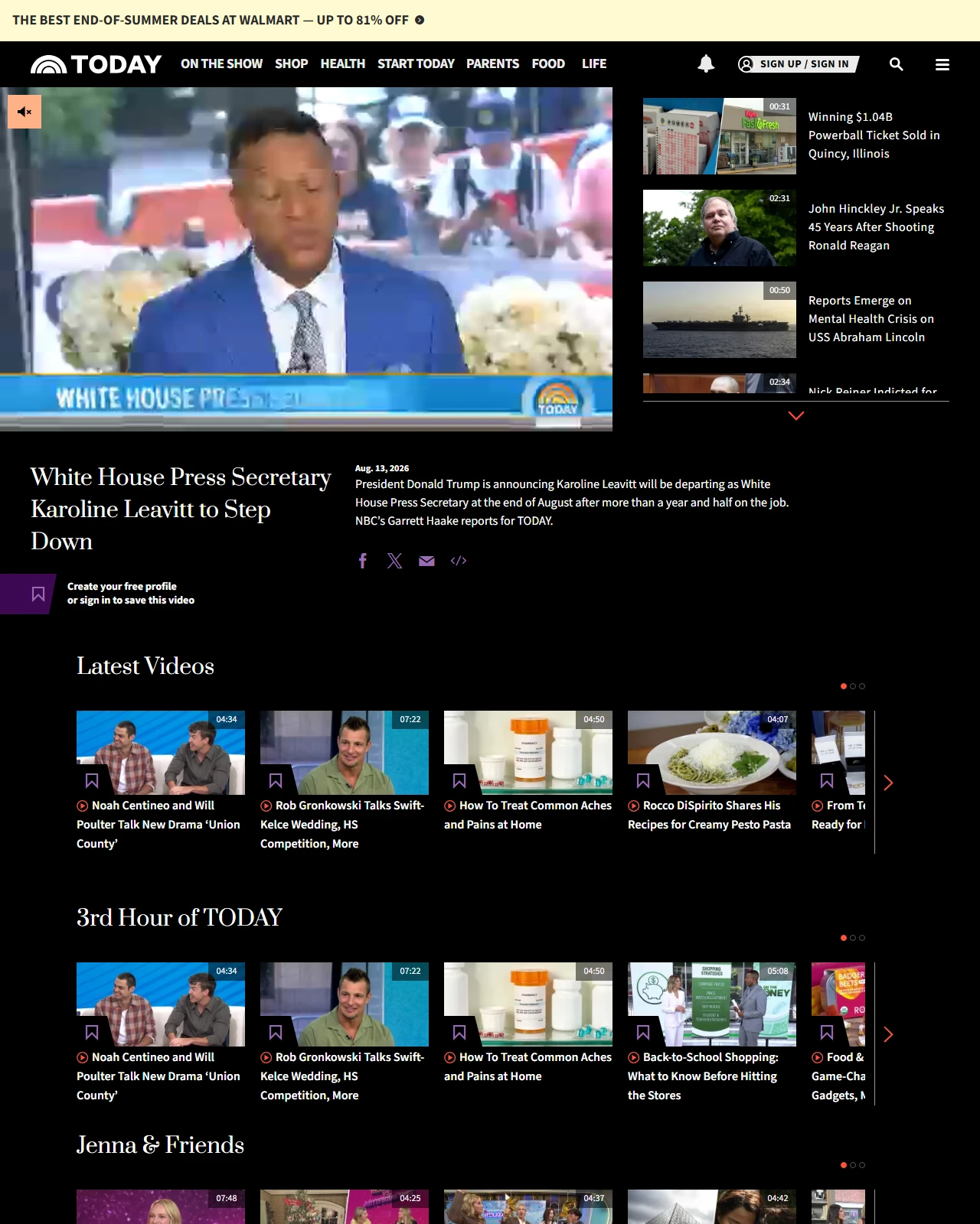 today.com as published: White House Press Secretary Karoline Leavitt to Step Down